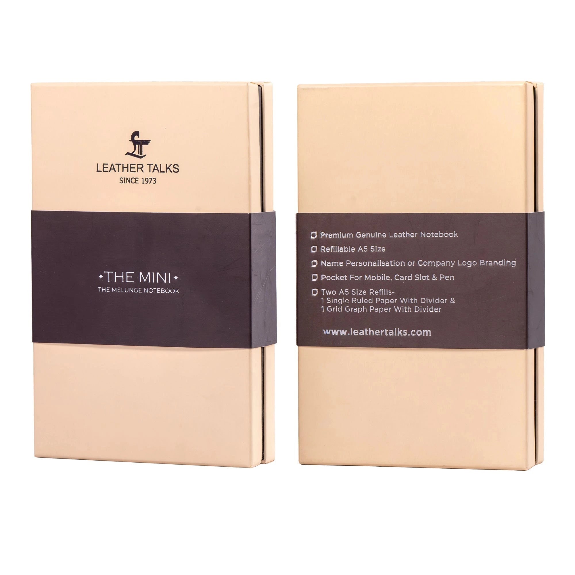 The Mini Melunge Luxury Pure Leather Notebook| Premium Leather Diary For Men & women | 100% Genuine Leather | Handmade Leather Journal - Brown Leather Talks