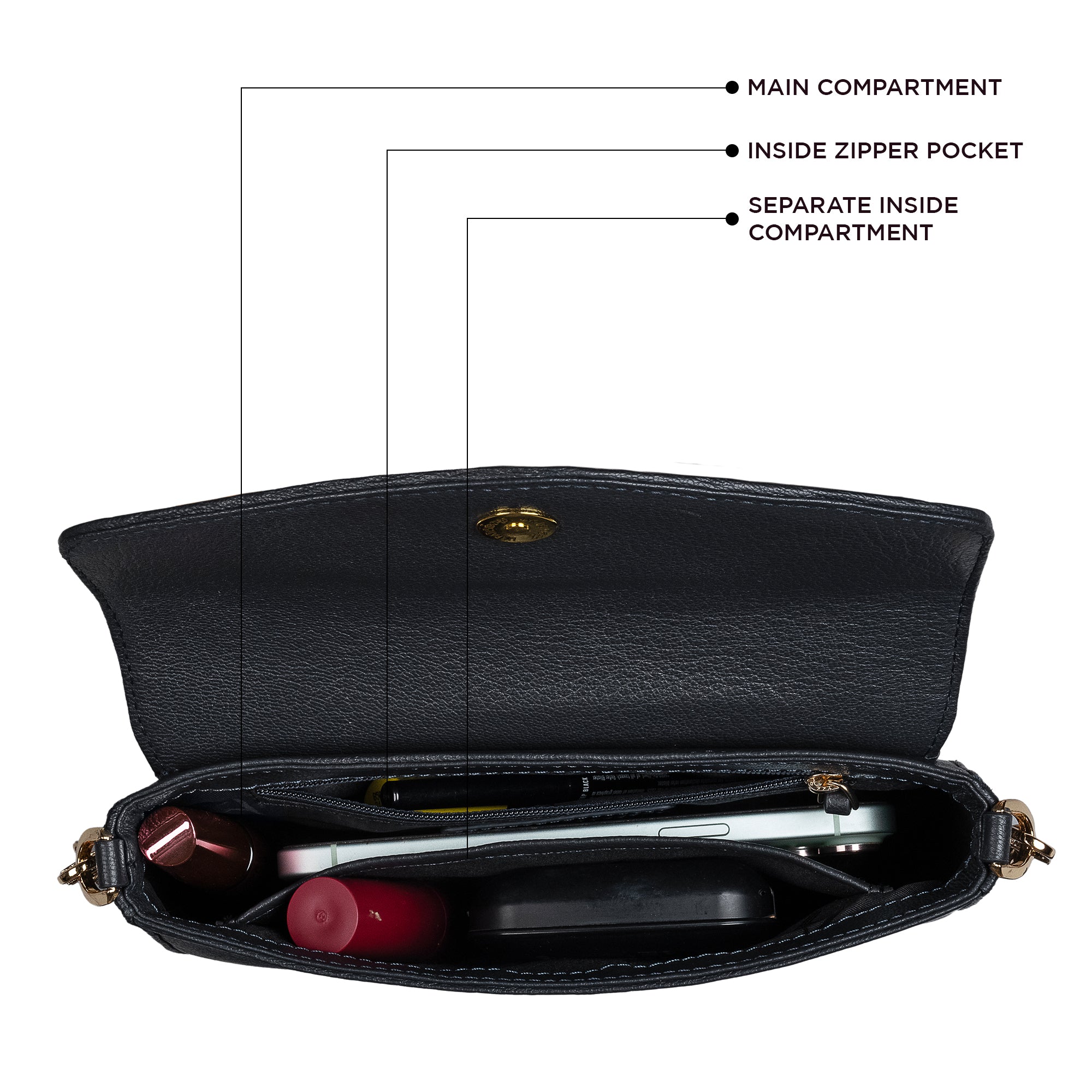 Genuine Leather Sling Bag for Women | Hand-Woven Crossbody Bag | Two Looks in One | Luxury Mini Shoulder Bag for Evening & Casual Wear | Color: Black Leather Talks