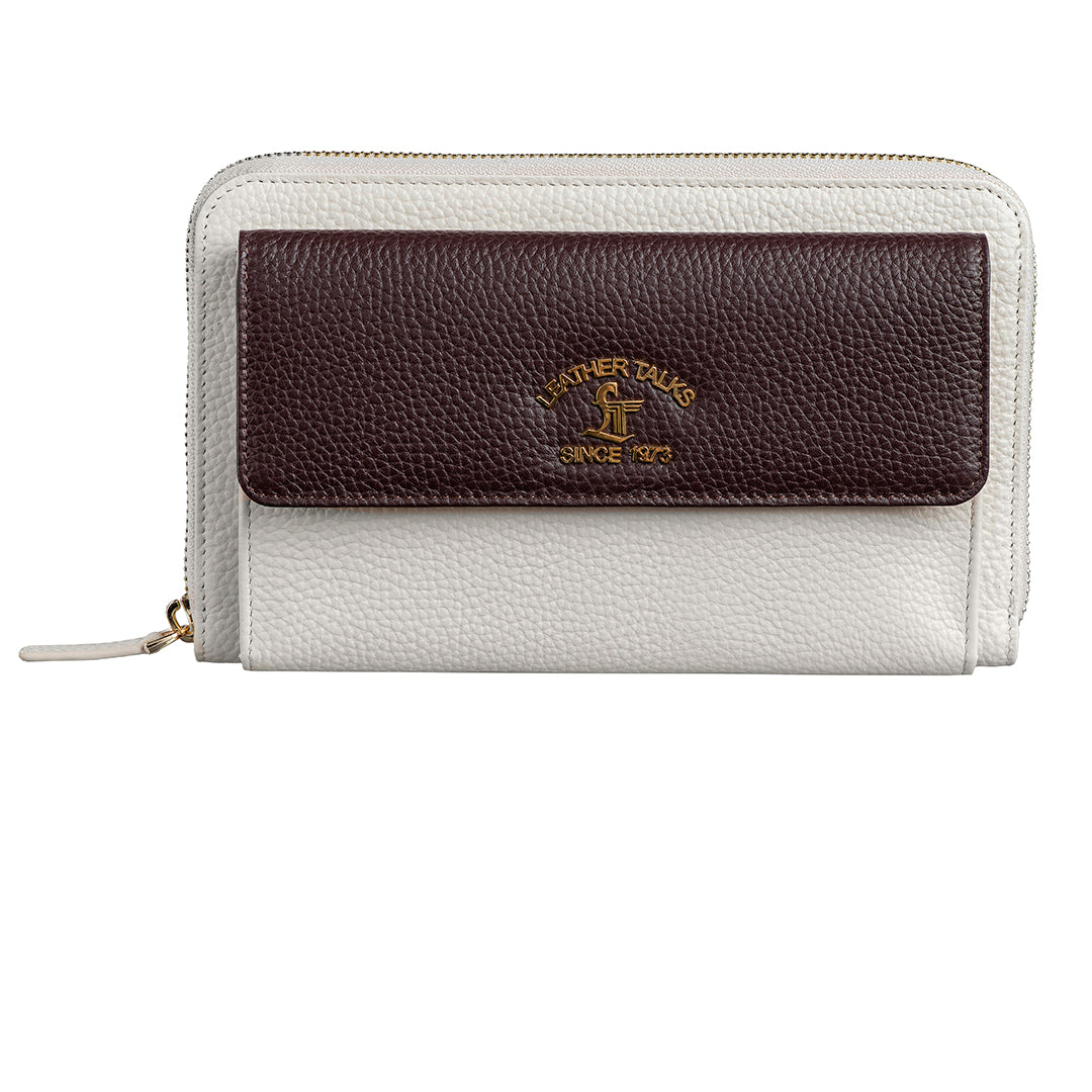 White Enna Clutch cum Sling Leather Ladies Wallet | RFID Safe | Leather Talks