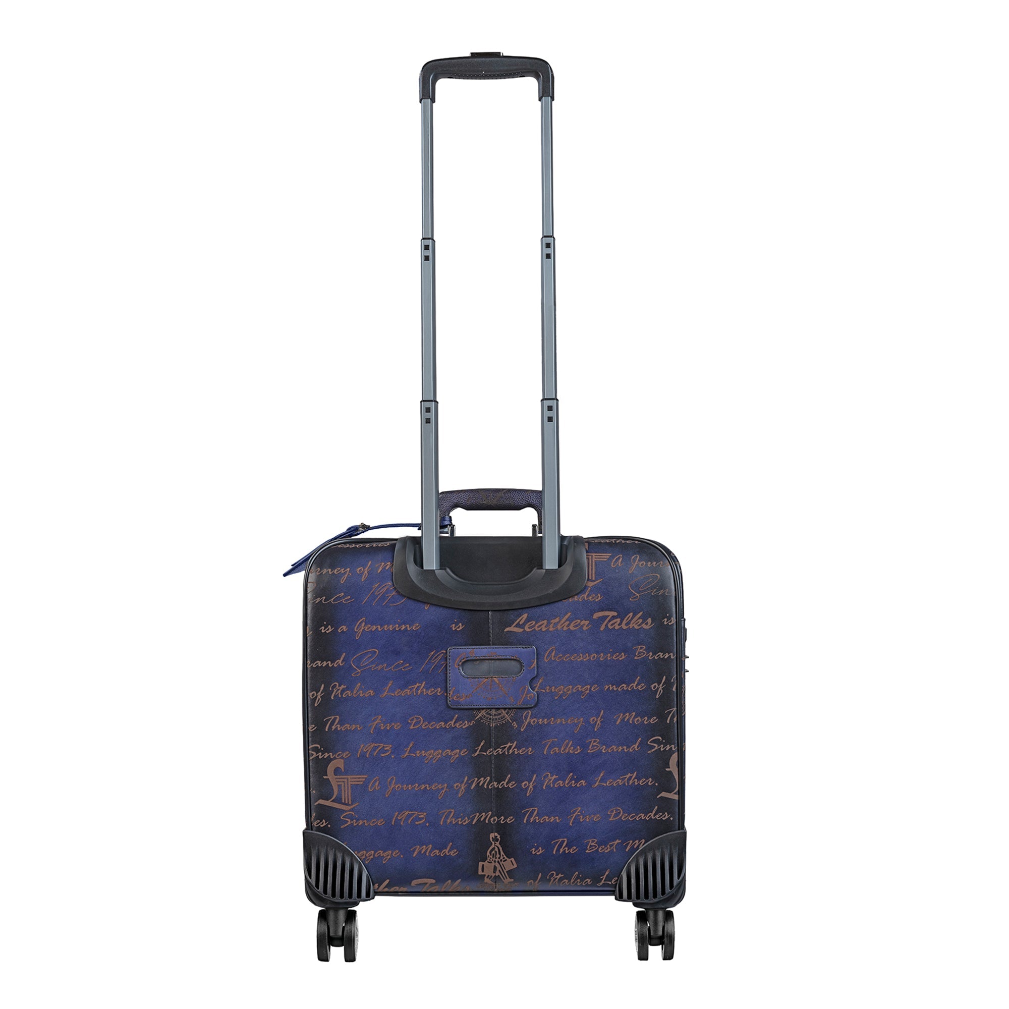 Premium Genuine Leather Blue Travel Trolley Bag Blue | Business Travel Trolley Bag | Overnighter Trolley | Cabin Luggage | Business trip trolley