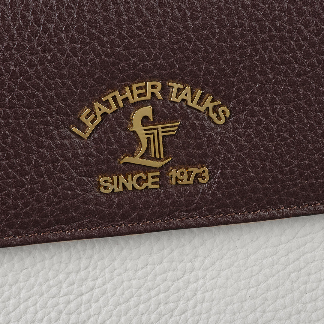 White Enna Clutch cum Sling Leather Ladies Wallet | RFID Safe | Leather Talks Logo