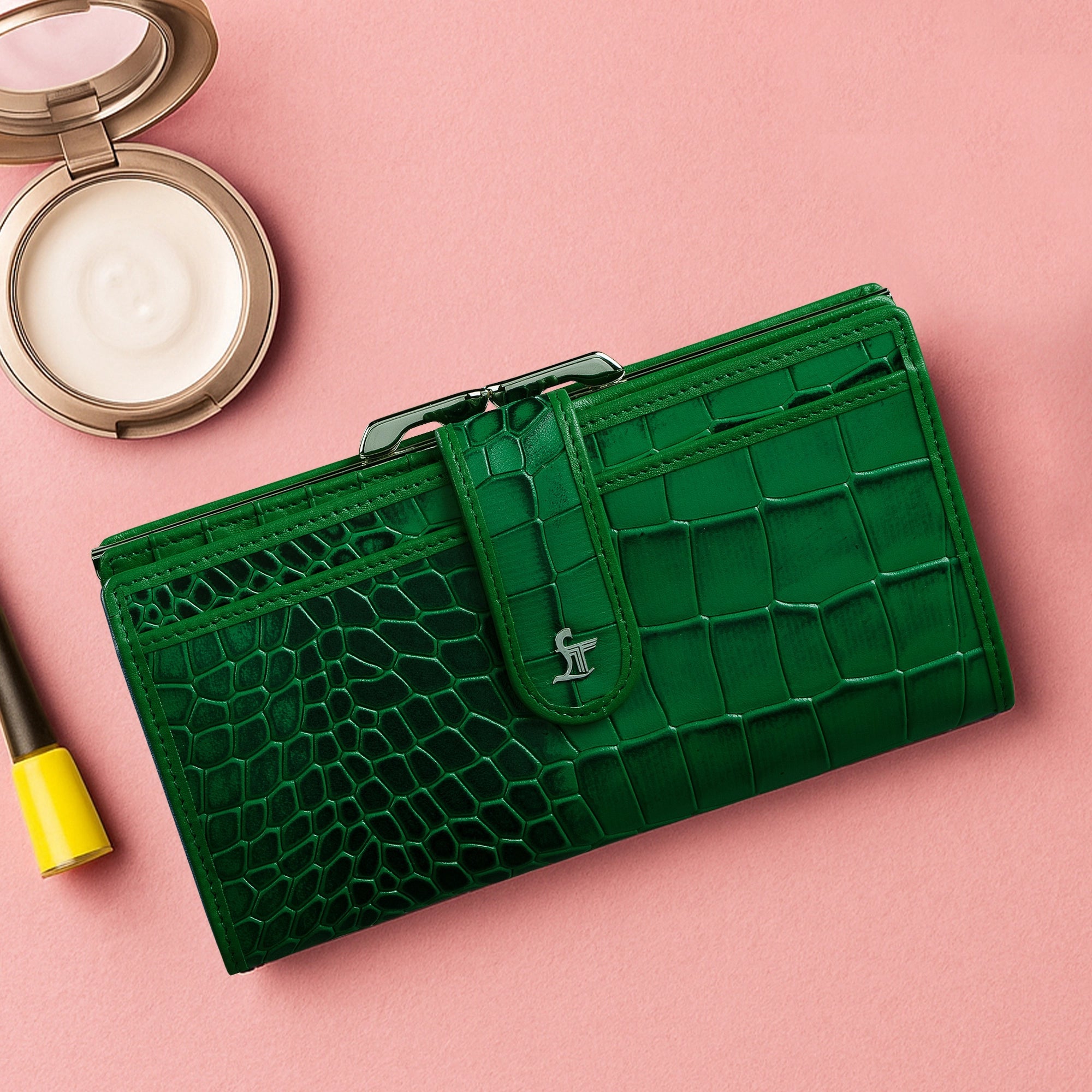 Clara 2 Ladies Wallet | Premium Leather Women’s Wallet | Elegant Daily Essentials Organizer | Colour: Green Leather Talks