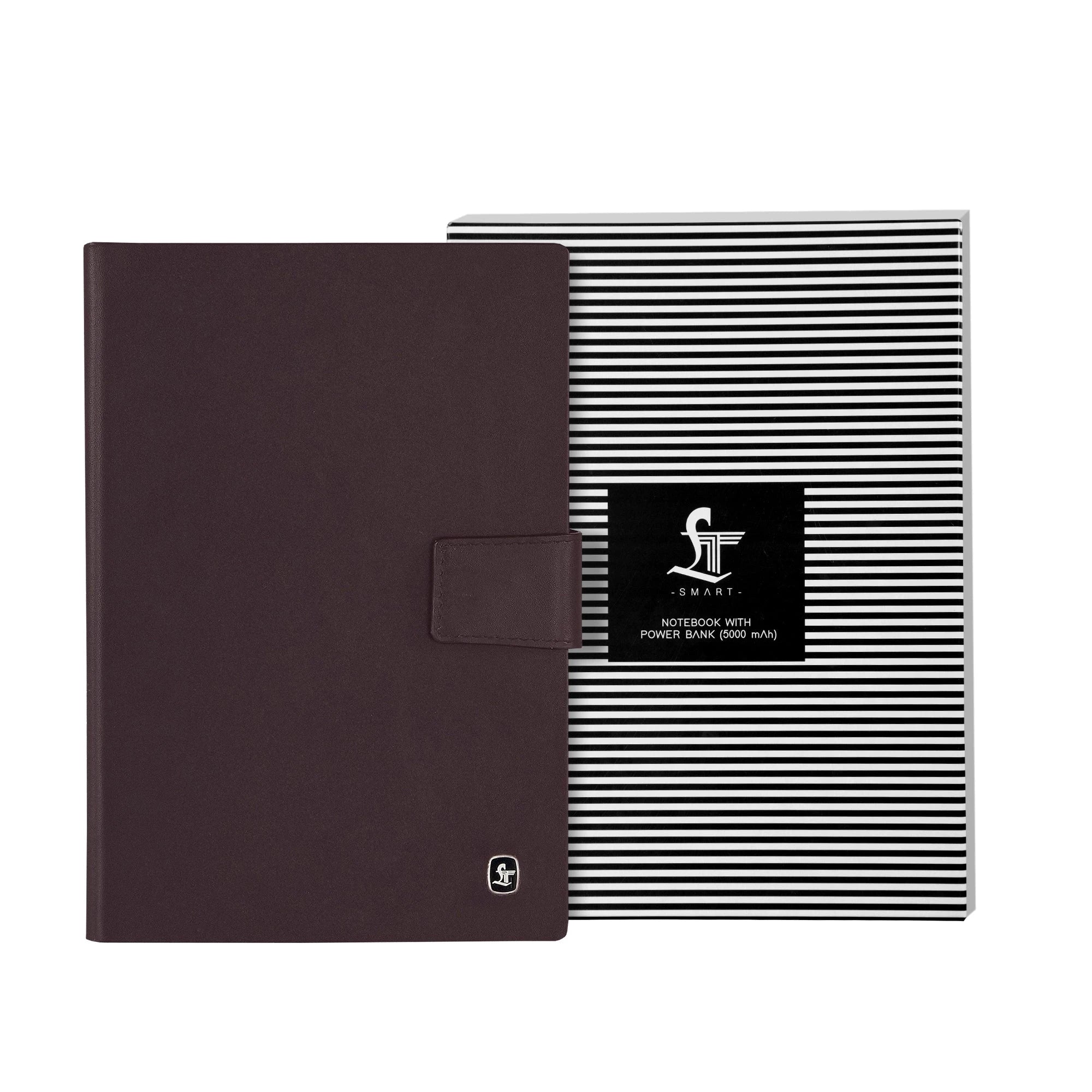 LT Smart Leather Notebook with Power Bank (5000 mAh) | Diary with Power Bank | Color: Brown Leather Talks