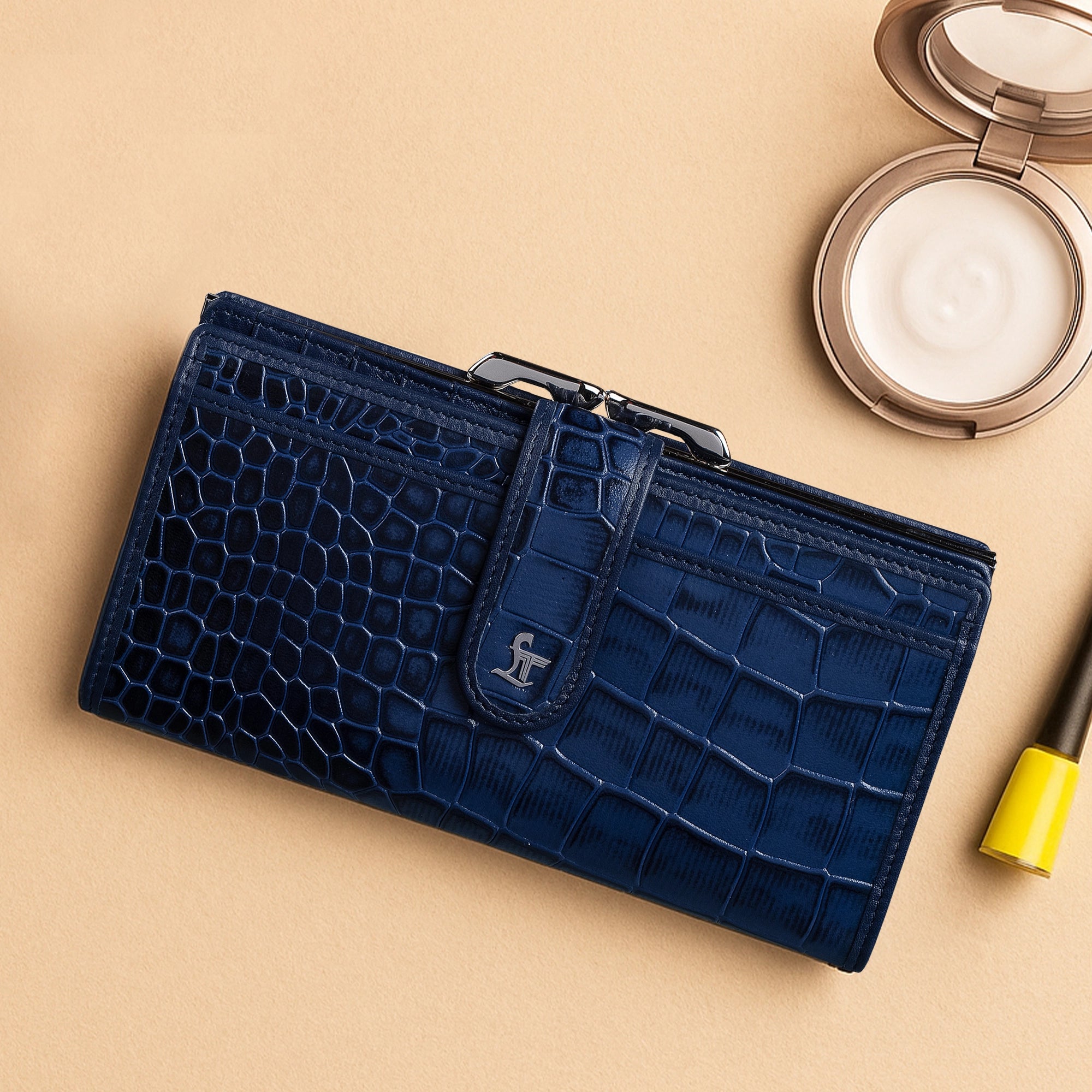 Clara 2 Ladies Wallet | Premium Leather Women’s Wallet | Elegant Daily Essentials Organizer | Colour: Blue Leather Talks