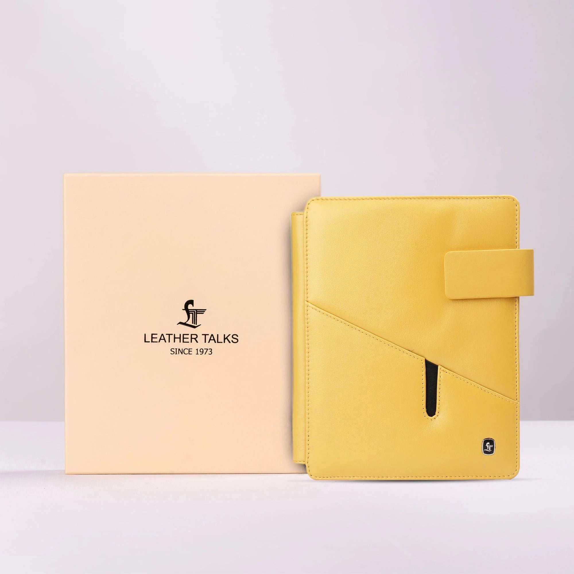 Leather Talks premium gift box with genuine leather refillable notebook — ideal for corporate and personalized gifting.