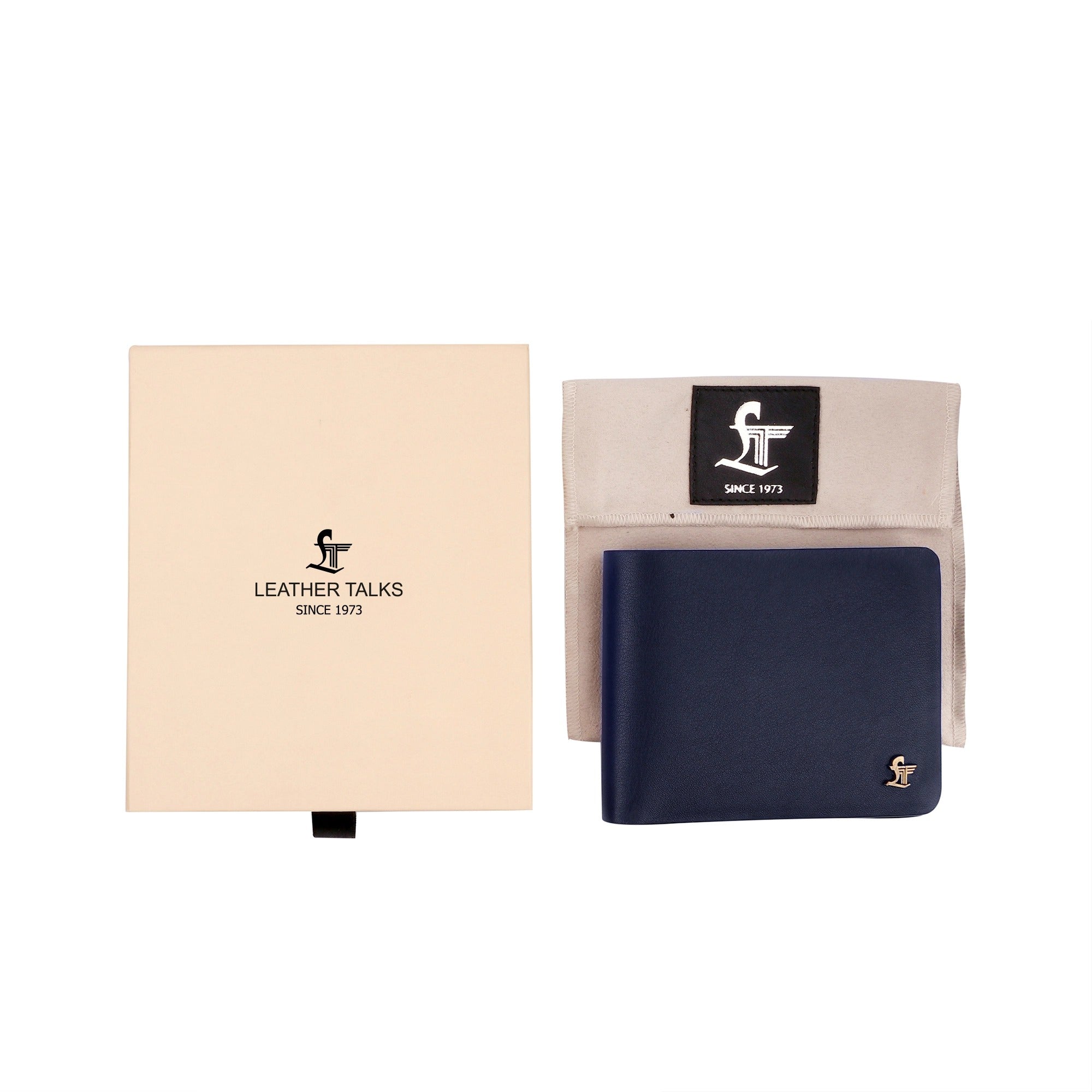 Austin Bifold Stitchless Leather Wallet | Genuine Leather | RFID Safe | Colour: Blue LeatherTalks