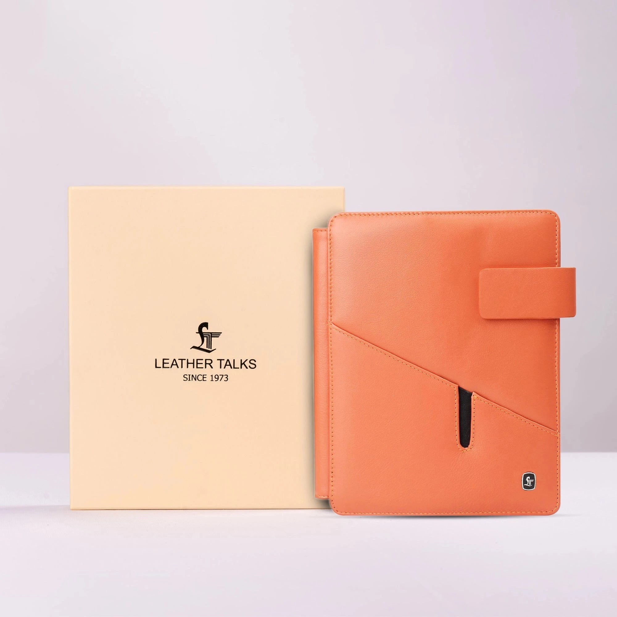 Melunge Leather Diary For Men & Women | Genuine Leather Journal / Notebook | Color- Orange Leather Talks