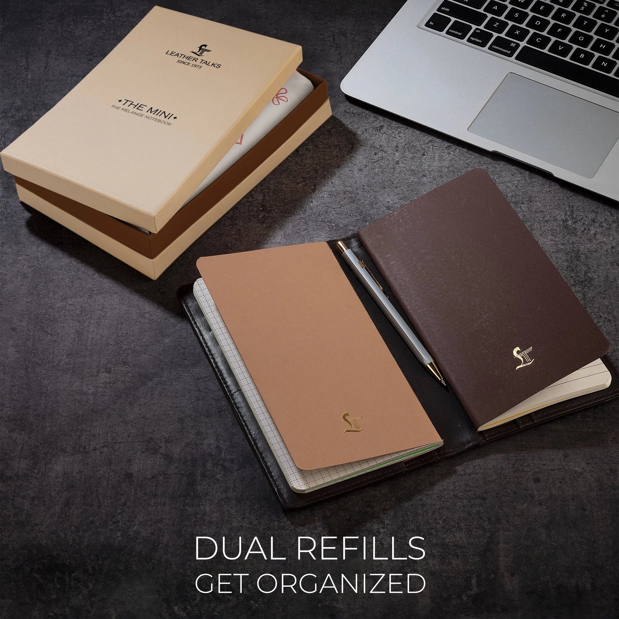 The Mini Melunge Luxury Pure Leather Notebook| Premium Leather Diary For Men & women | 100% Genuine Leather | Handmade Leather Journal - Brown Leather Talks