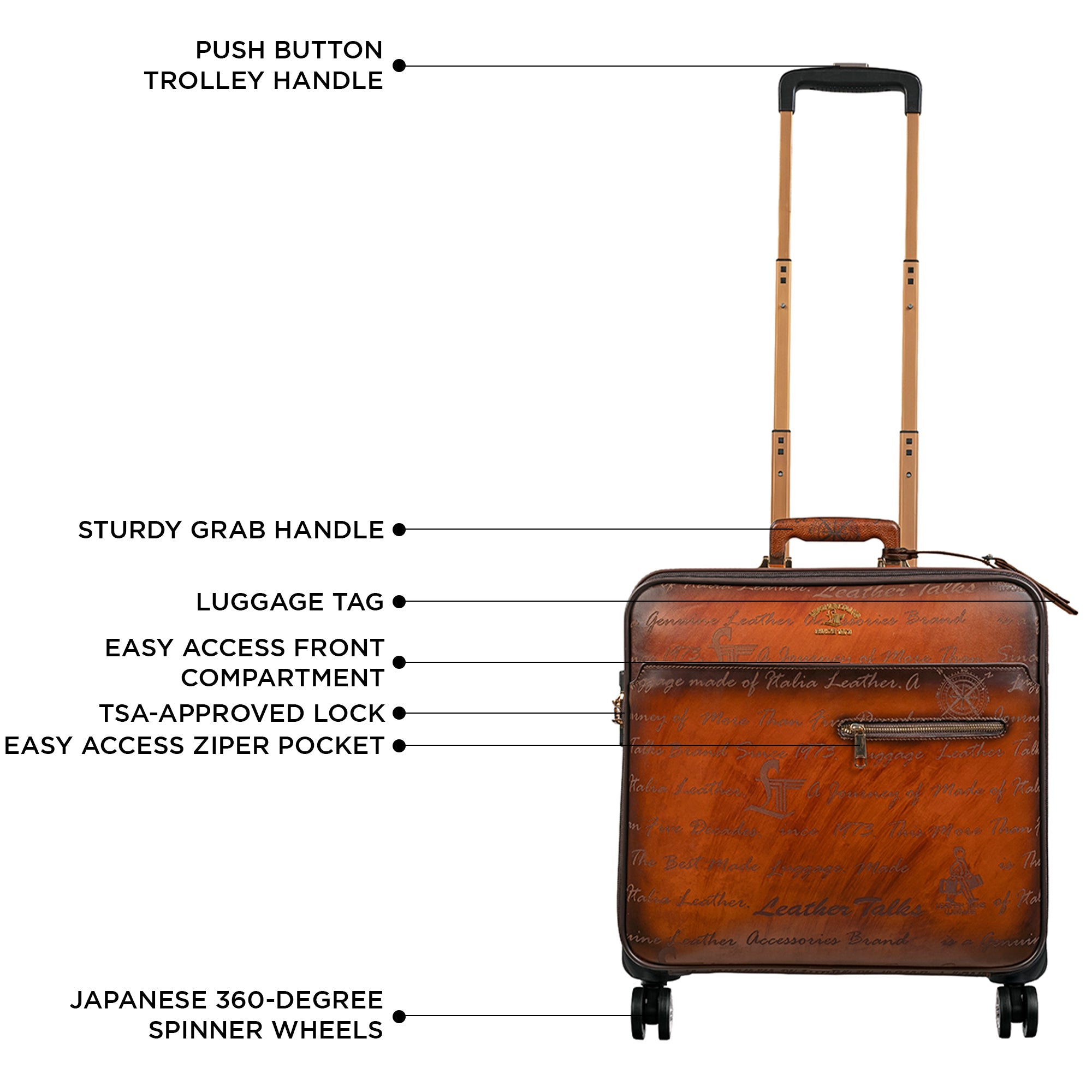 16inch Condorium Premium Genuine Leather Travel Trolley Bag | Business Travel Trolley Bag | Overnighter Trolley | Cabin Luggage | Business trip trolley