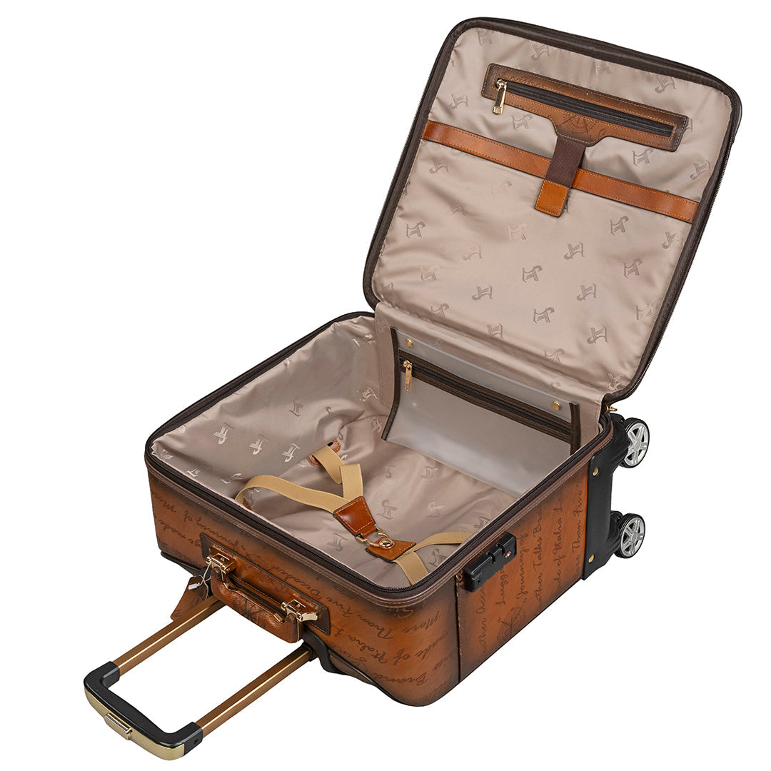 16inch Condorium Premium Genuine Leather Travel Trolley Bag | Business Travel Trolley Bag | Overnighter Trolley | Cabin Luggage | Business trip trolley