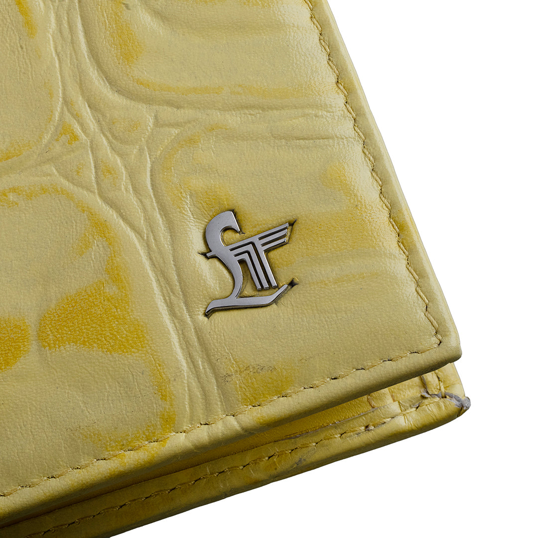 Great Dane Genuine Leather Wallet for Men | Luxury Croco Print Bifold Wallet | Premium Men’s Leather Wallet | Color: Yellow Leather Talks