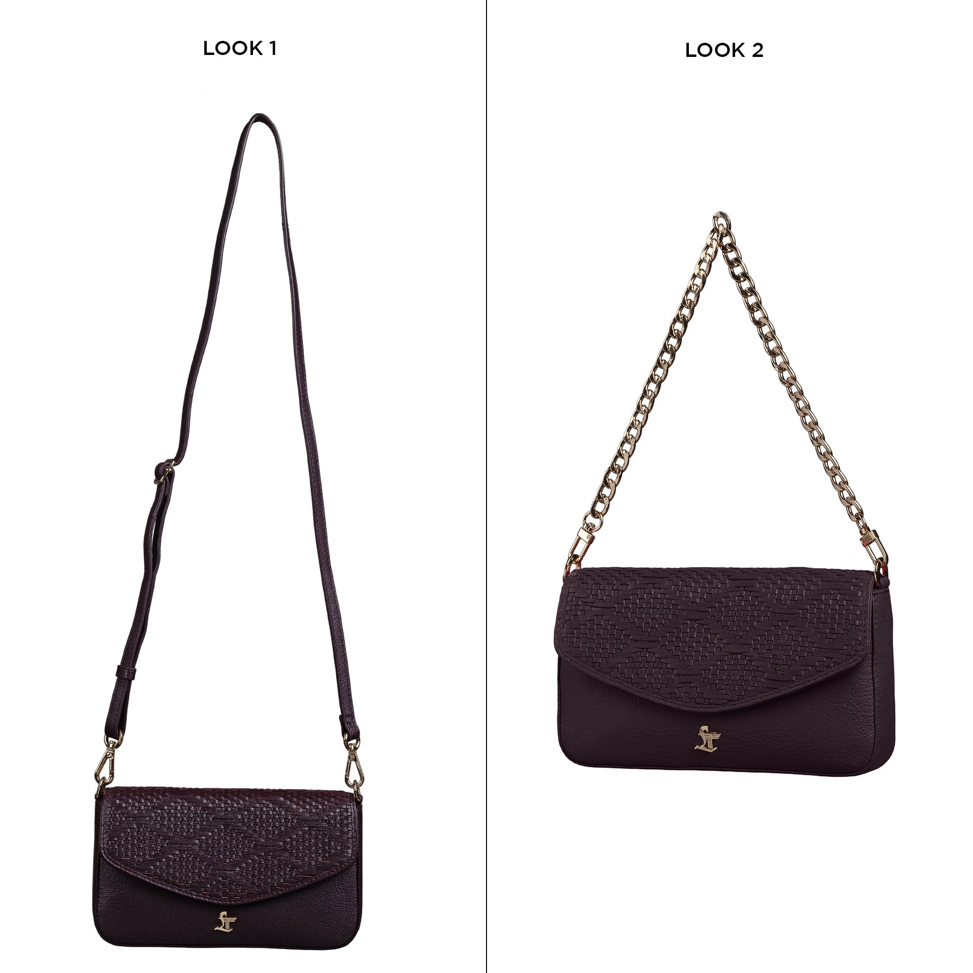 Lucia Genuine Leather Sling Bag for Women | Hand-Woven Crossbody Bag | Two Looks in One | Luxury Mini Shoulder Bag for Evening & Casual Wear | Color: Brown Leather Talks