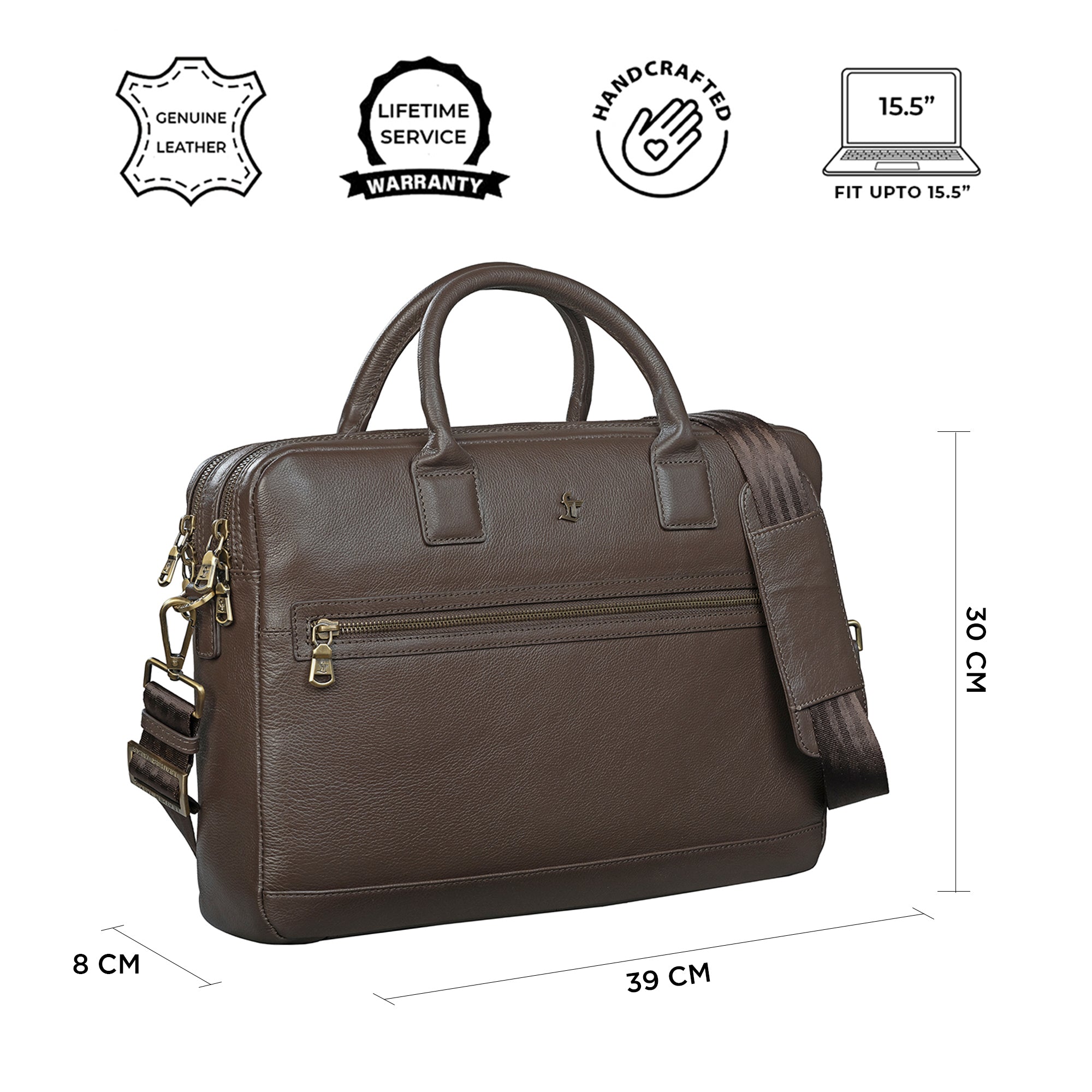 Austin Genuine Leather Folio Bag | Office Laptop Bag for Men | Premium Luxury Bag | Color: Brown Leather Talks