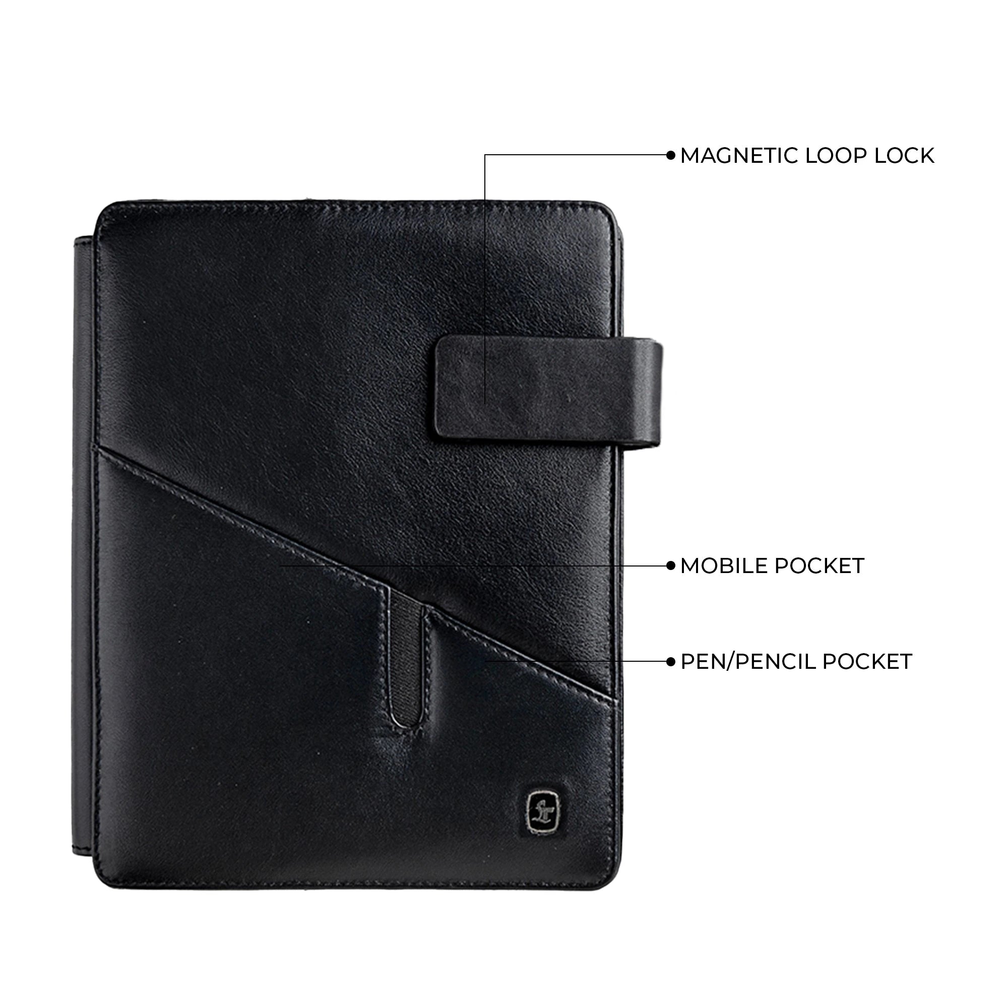 Melunge Leather Diary For Men | Genuine Leather Journal / Notebook | color: Black Leather Talks