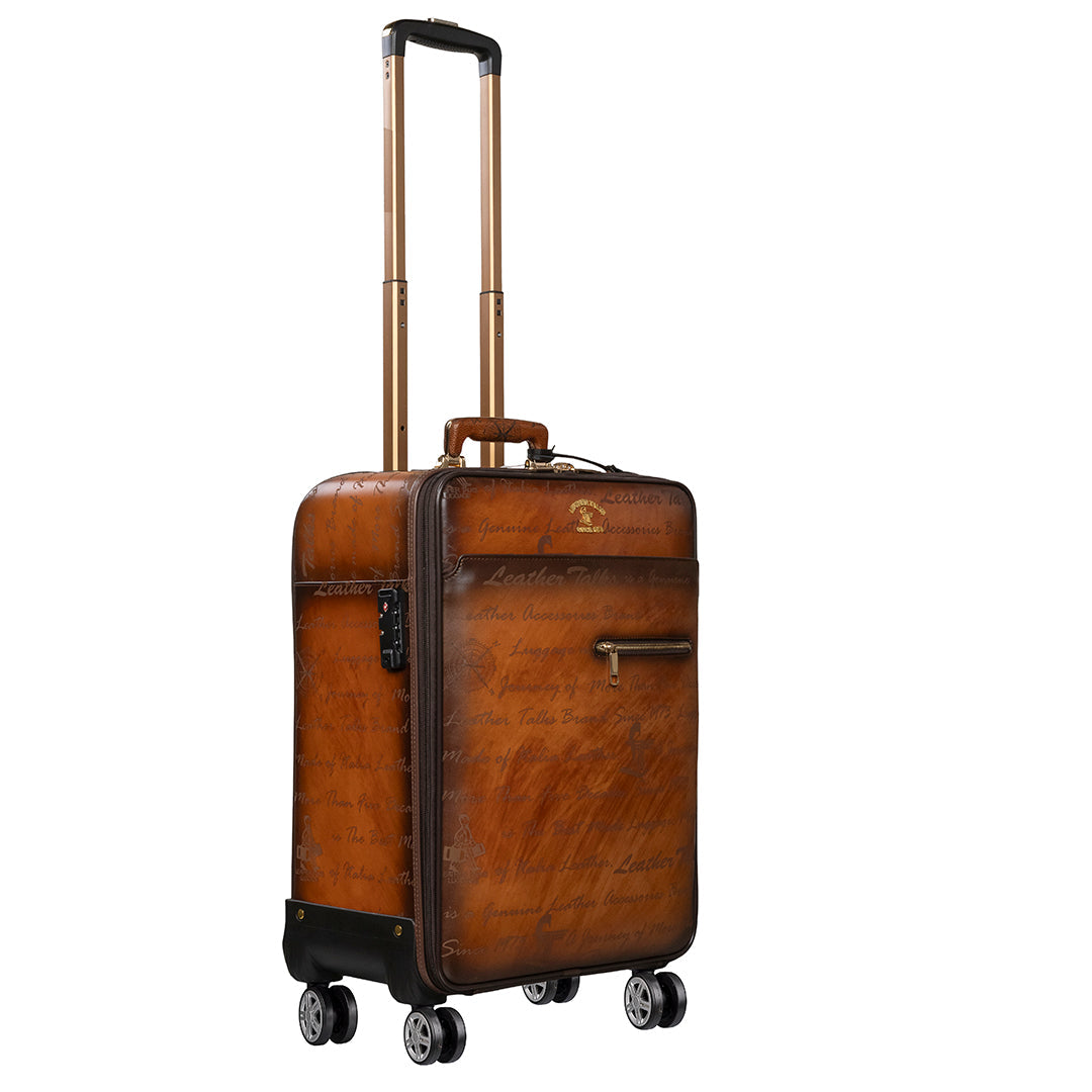 Leather Talks Condorium Premium Genuine Leather Travel Trolley Bag | Brown | TSA Lock | Spinner Wheels | Laptop Compartment | Handcrafted in Korea | Designed in Italy Leather Talks