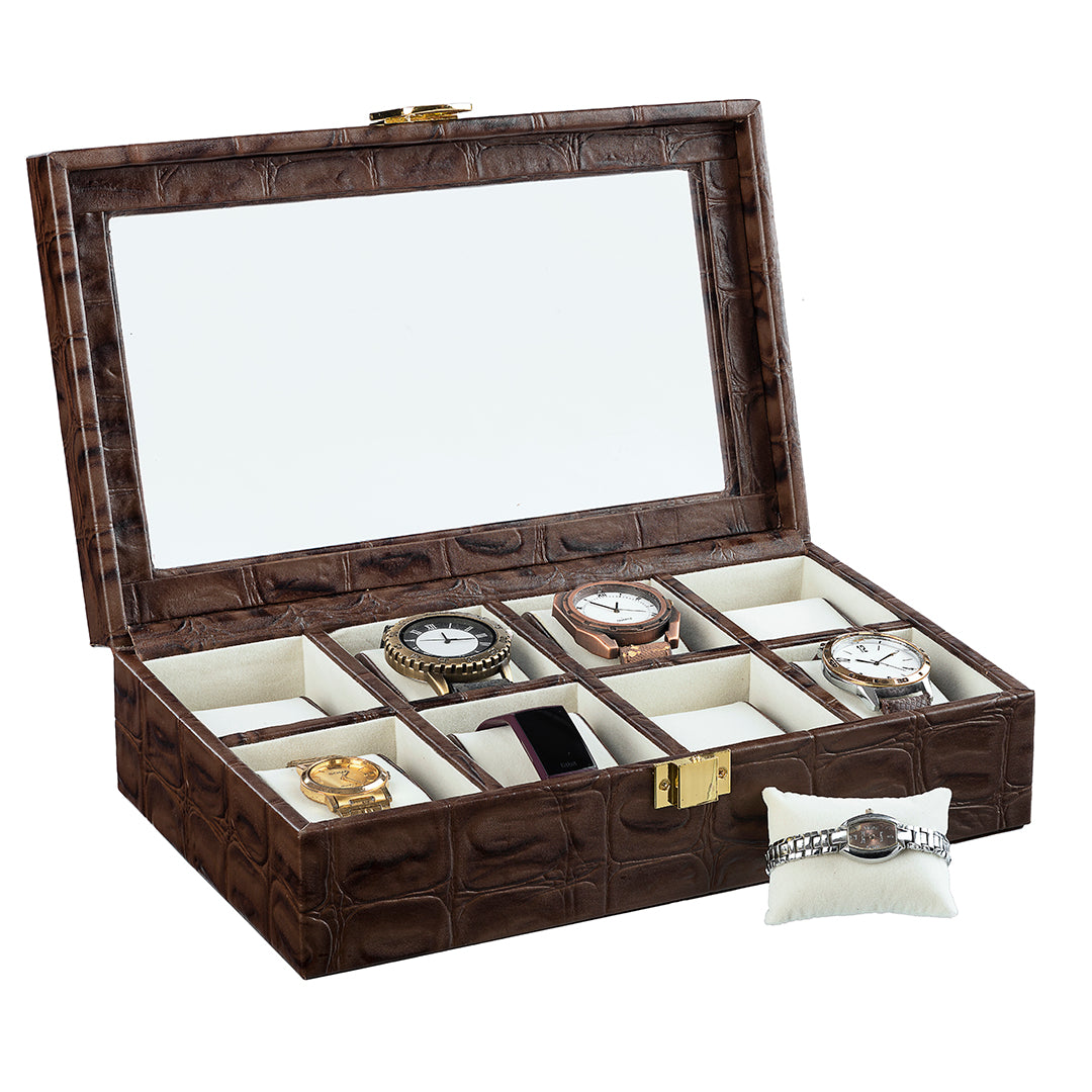 Men Watch Organizer Leather Watch Storage Case 10 Watch Case