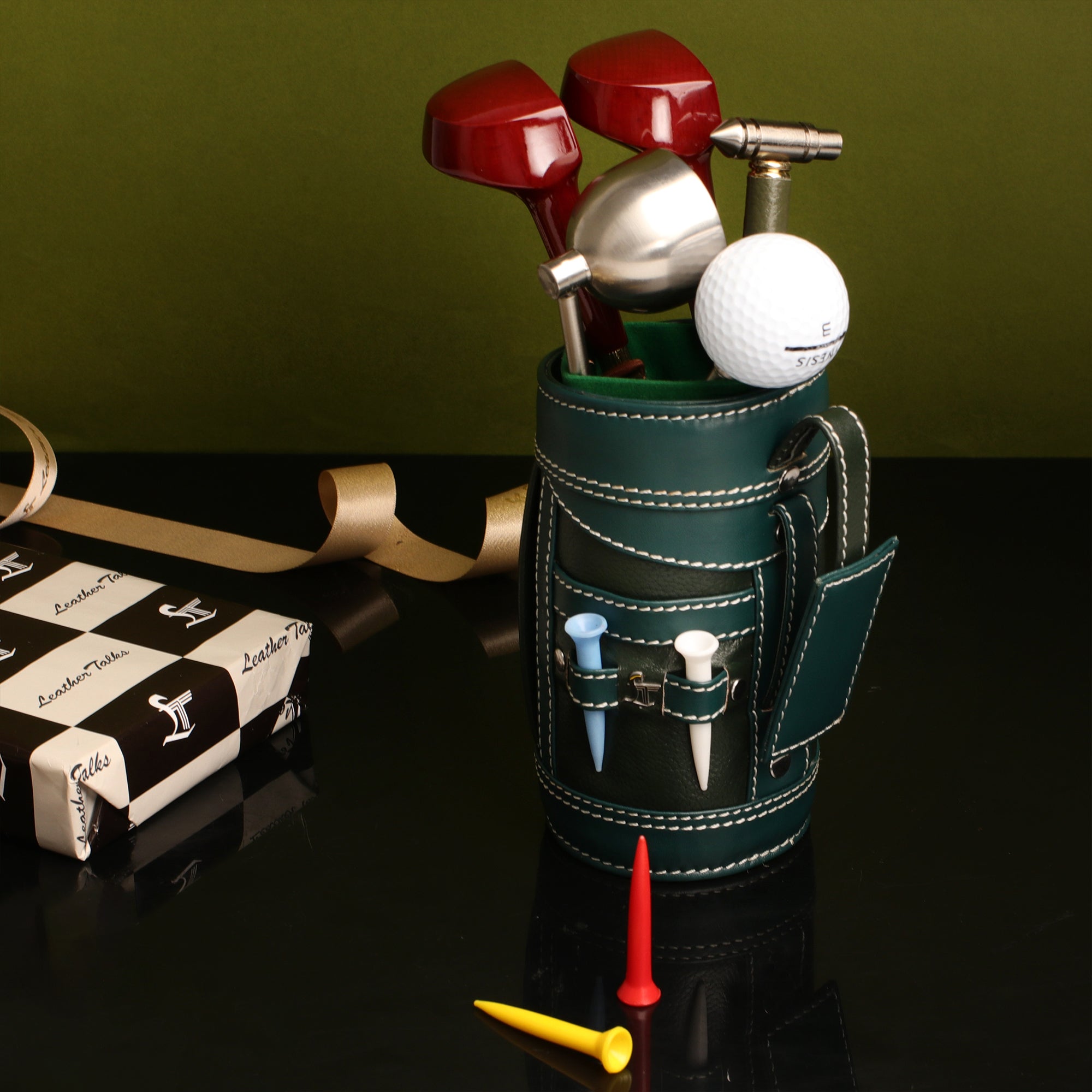 Ready to Ship Luxury Corporate Gift - Leather Golf Bar Set | Barware Set | Bartender Kit LeatherTalks