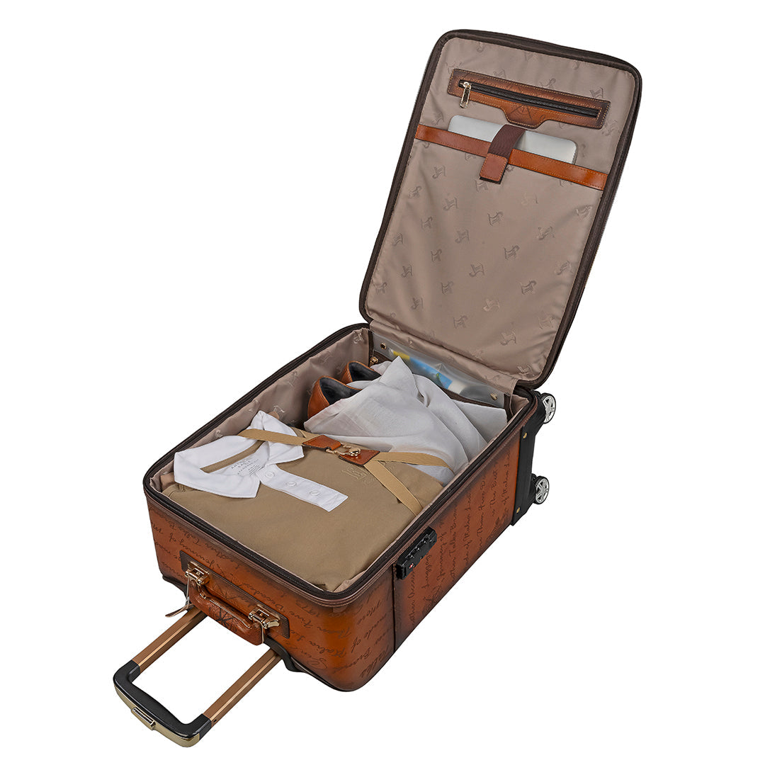 Condorium Premium Genuine Leather Travel Trolley Bag