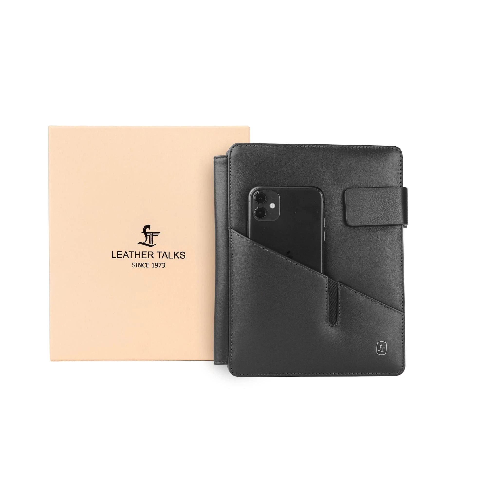 Corporate New Year Gift | Melunge Leather Diary For Men | Genuine Leather Journal /Notebook | Color: Black Leather Talks