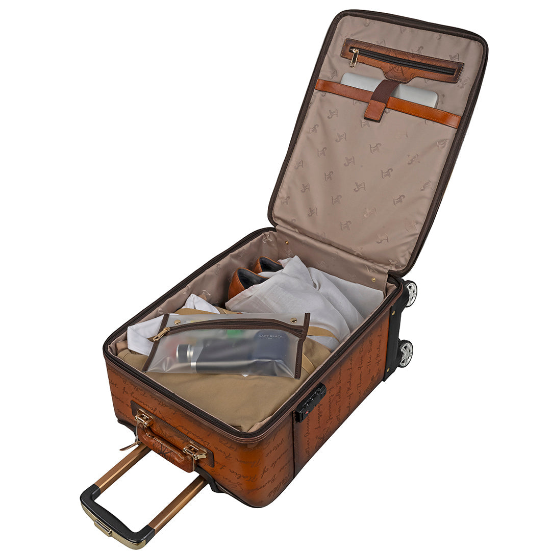 Condorium Premium Genuine Leather Travel Trolley Bag