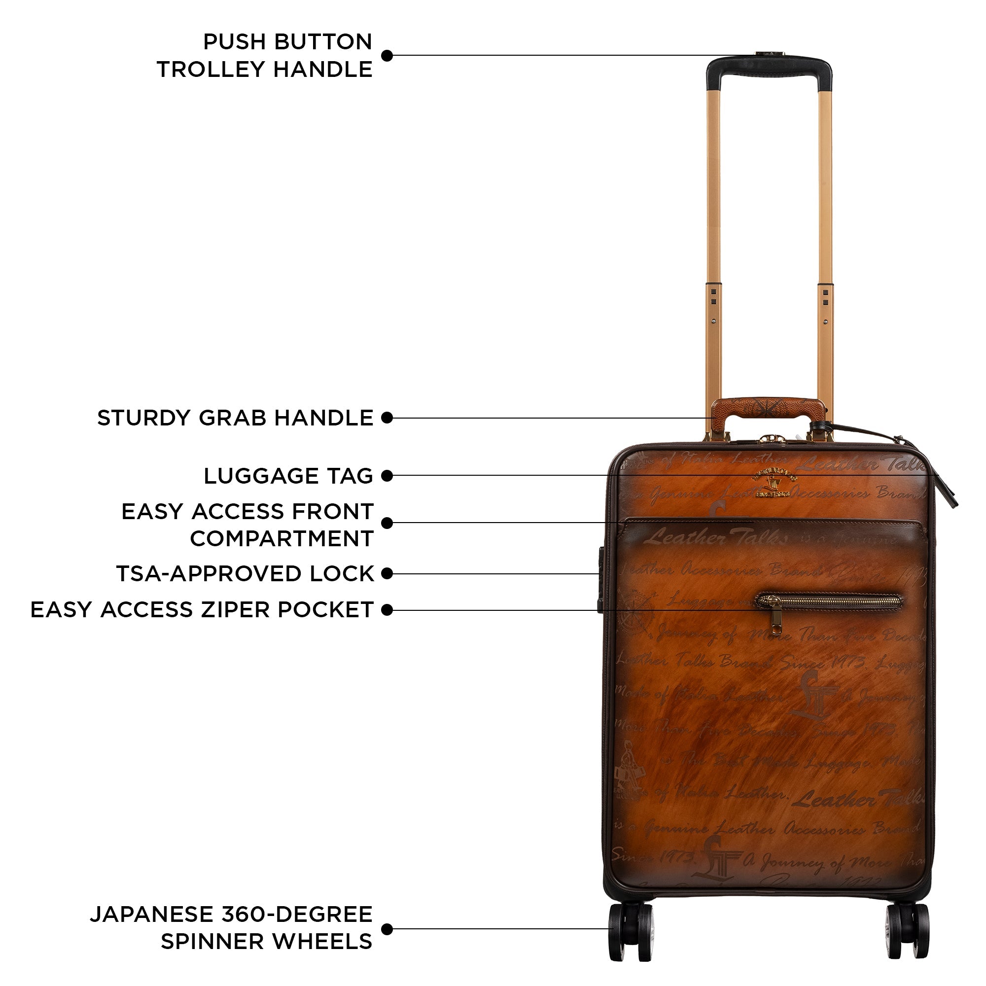 Condorium Premium Genuine Leather Travel Trolley Bag