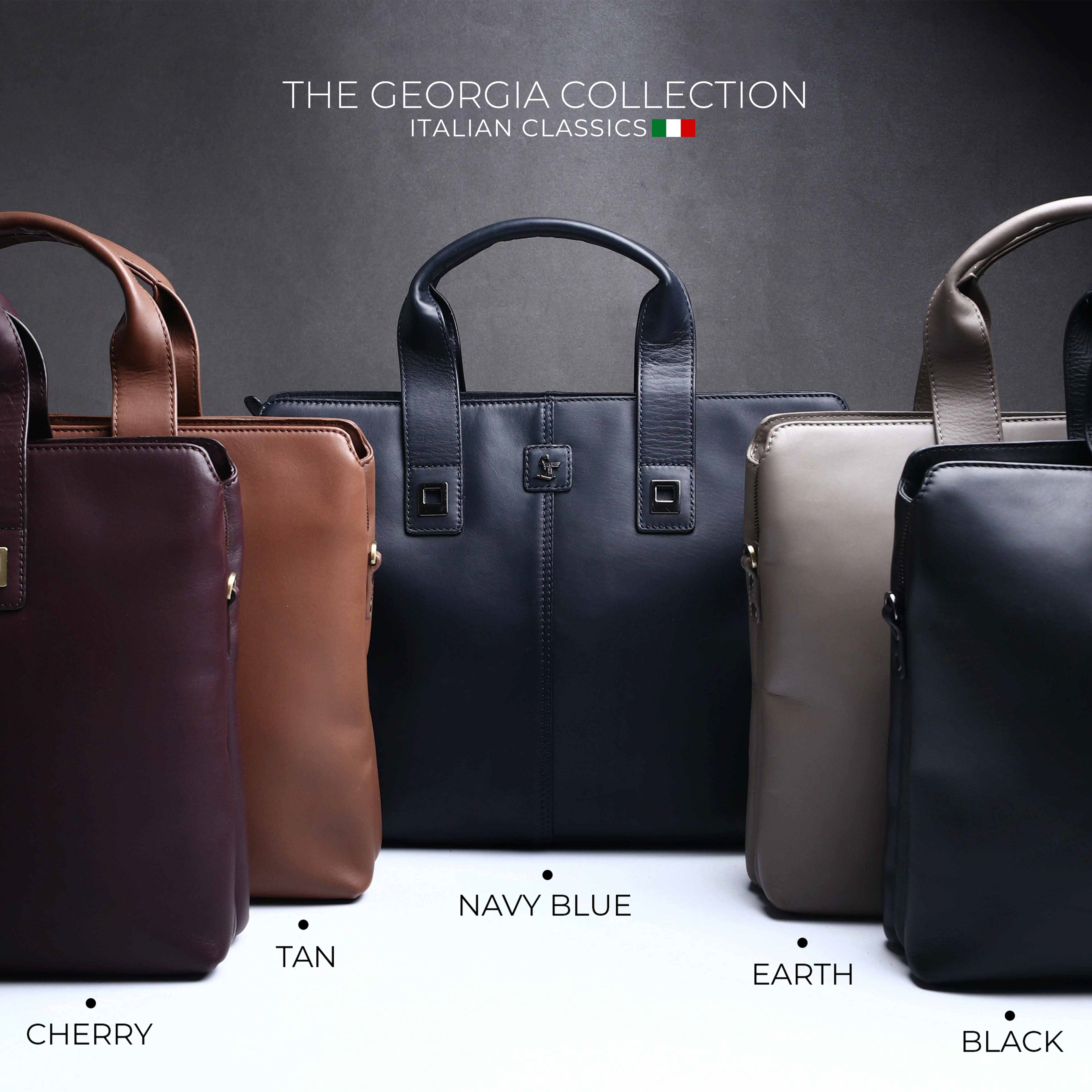 Georgia Collection | Leather Portfolio Bag | For Office Use | Colour - Beige & Tan Leather Talks