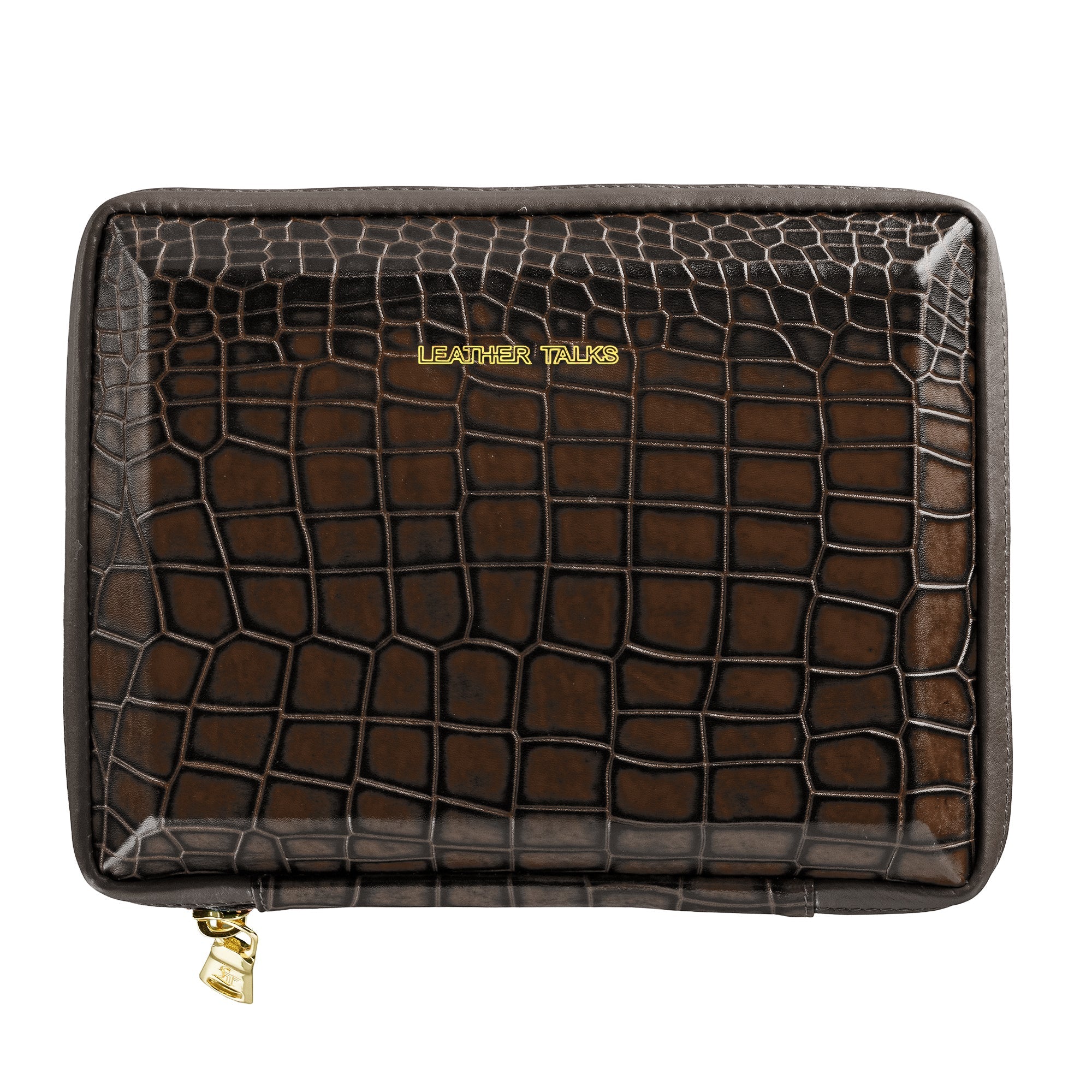 Harbinger Tech Kit - Genuine Leather Tech Organizer Case | Travel Cable Storage Bag | Luxury Electronic Accessories Pouch for Chargers, Wires & Gadgets | Color: Browm Leather Talks