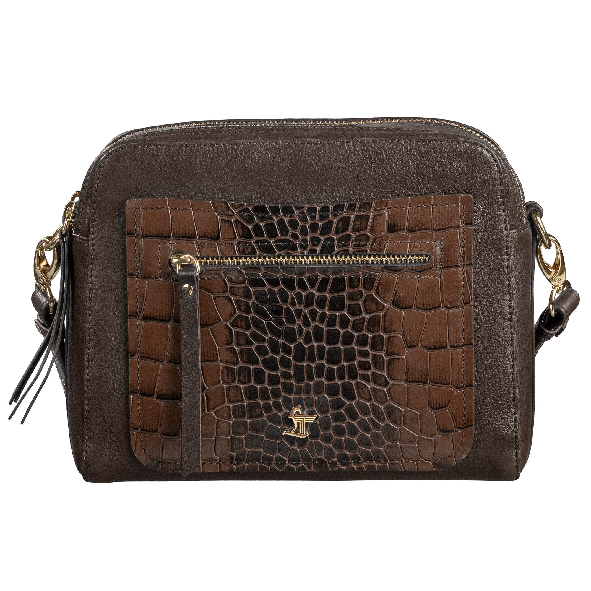 Clara Women’s Genuine Brown Leather Sling Bag | Front View