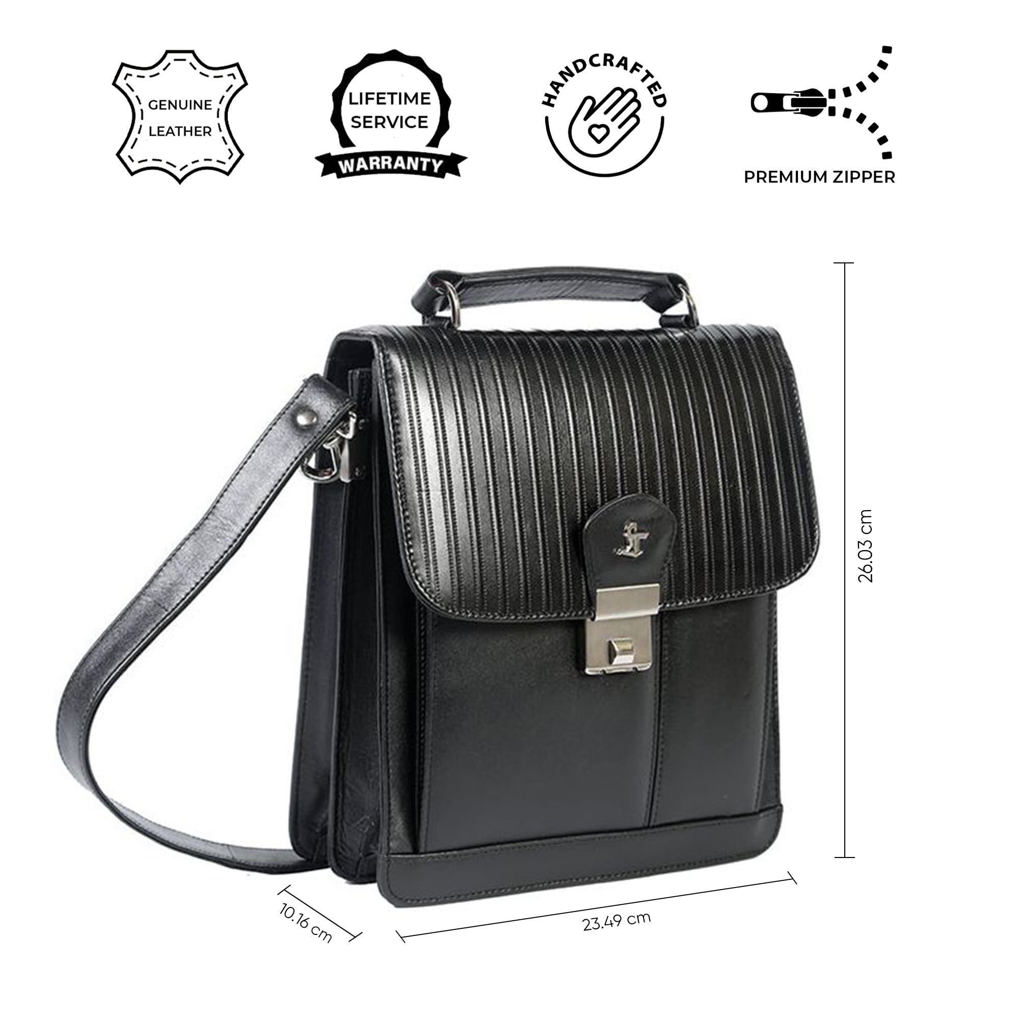 Men's Bag V | Leather Messenger Bag For Men | Colour : Black Leather Talks