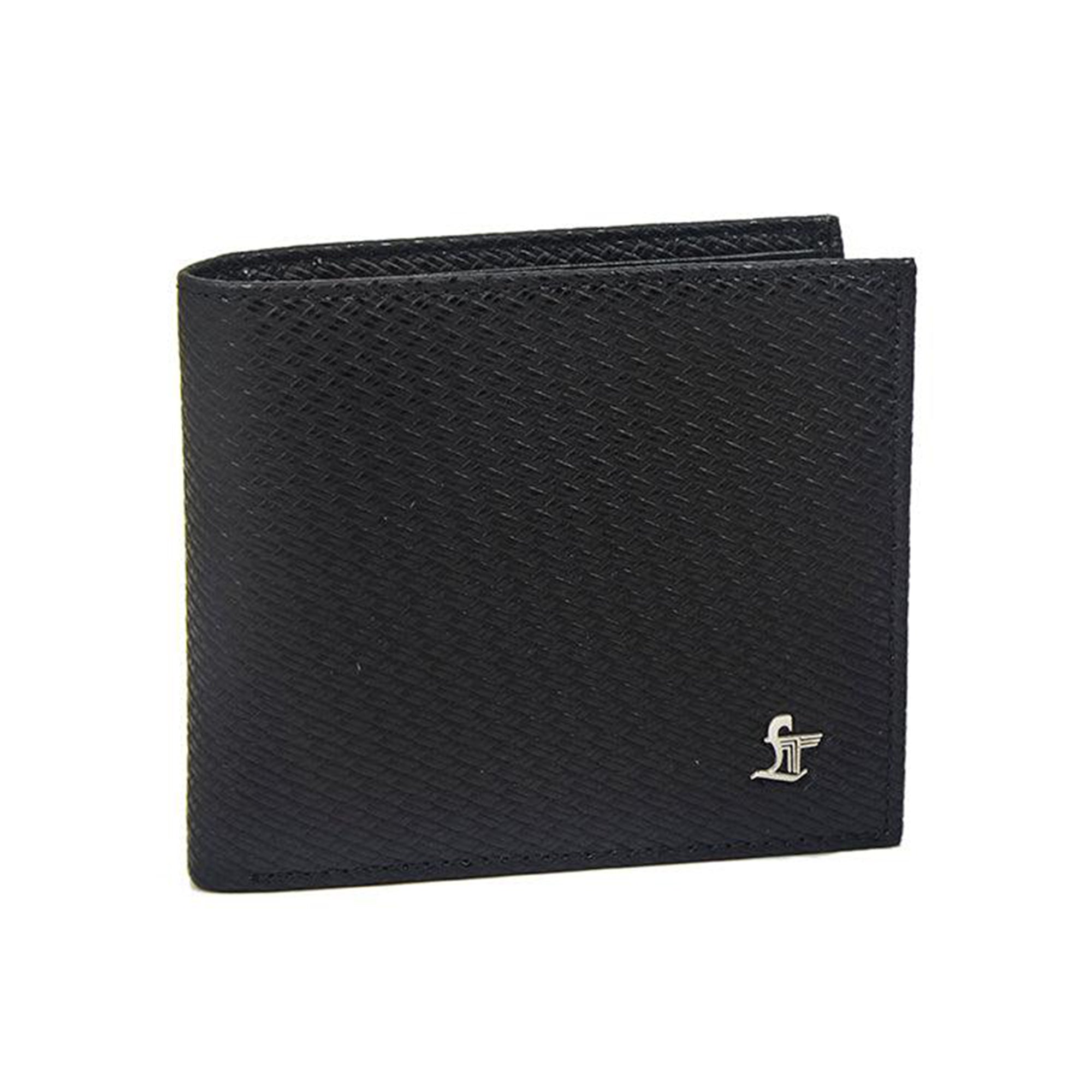 Italian Small Print Weave | Pure Leather | Original Leather Wallet for Men | Color: Black Leather Talks