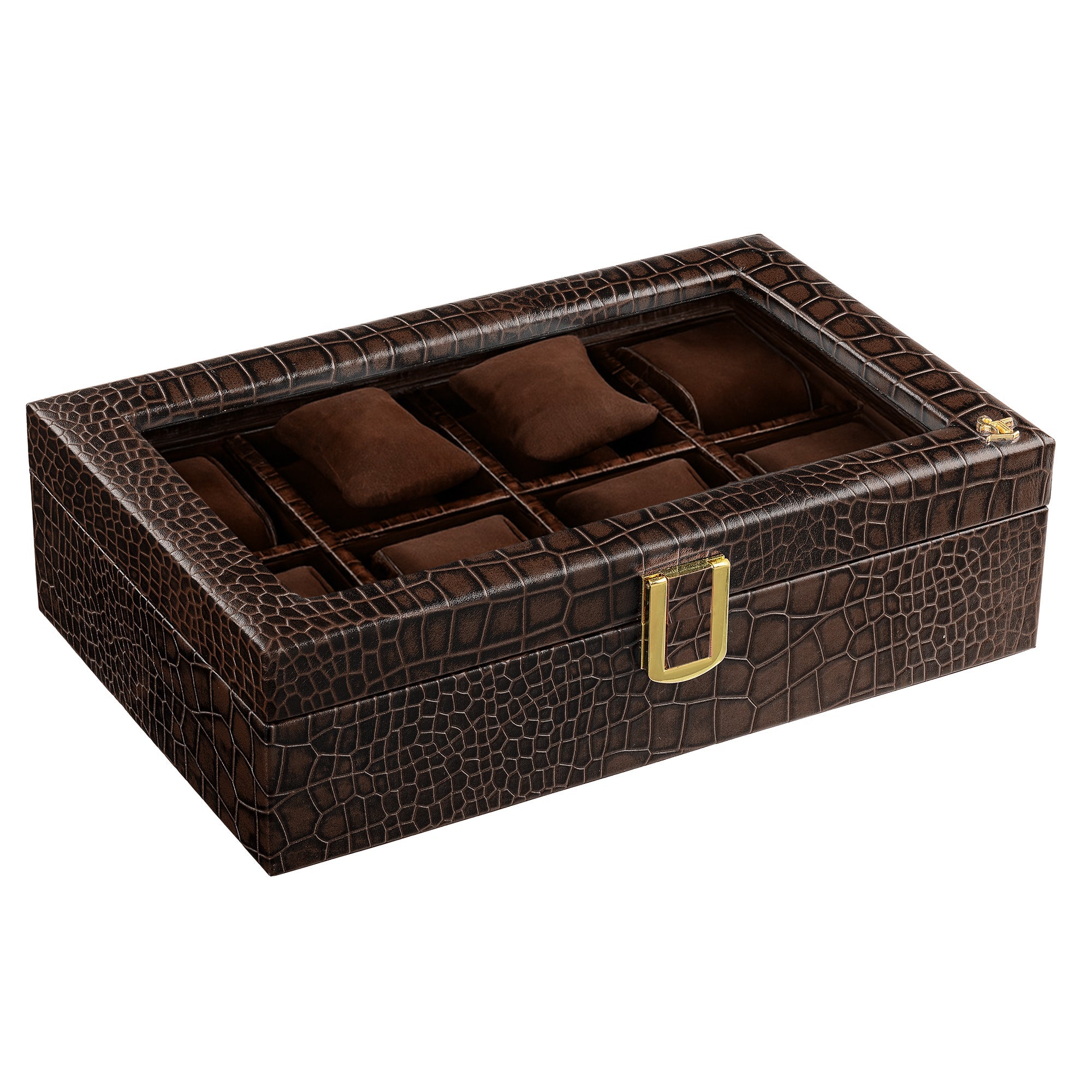 Bronx II Genuine Leather Watch Box for Men | 8 Slot Luxury Watch Organizer | Croco Embossed Premium Watch Case | Color: Brown Leather Talks
