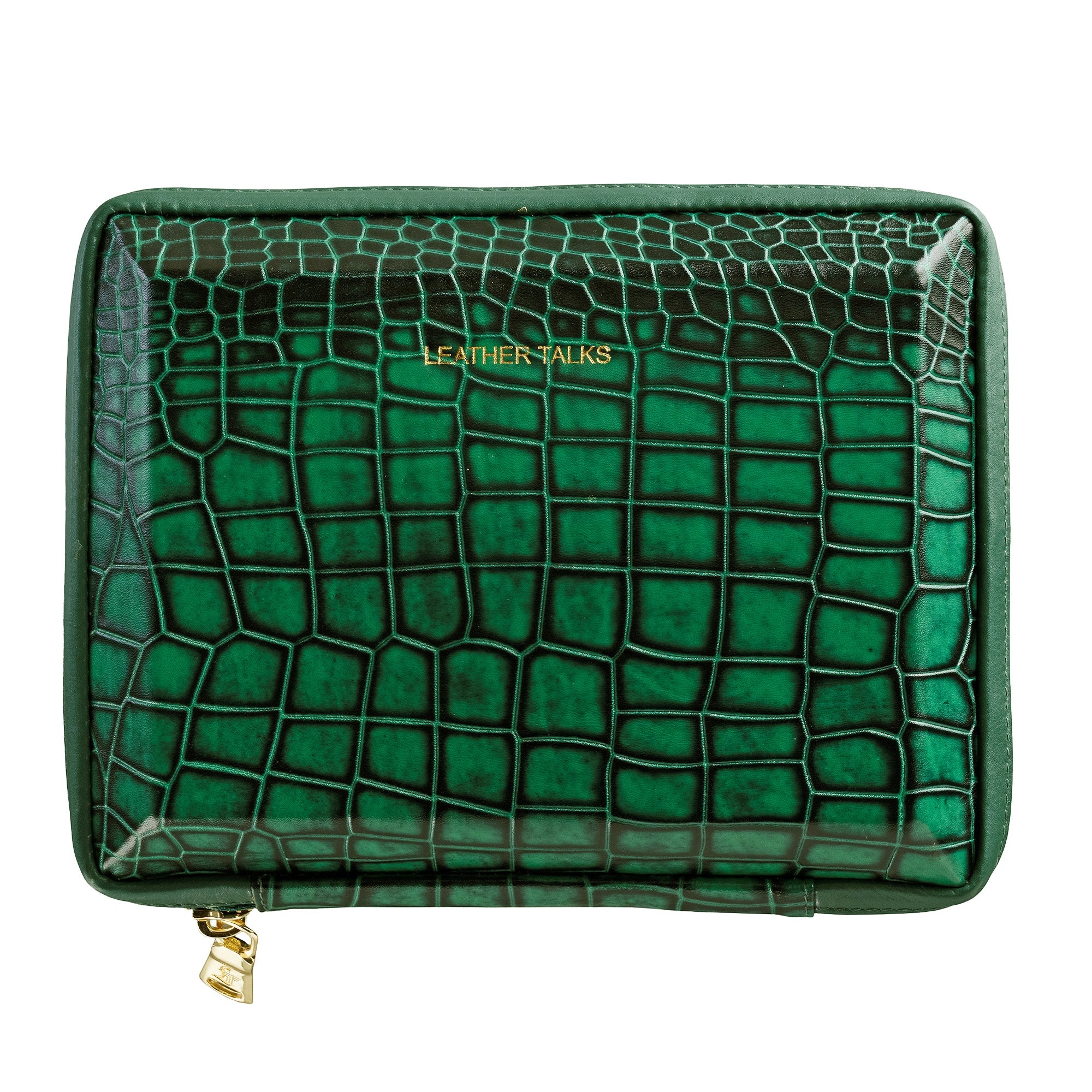 Harbinger Tech Kit - Genuine Leather Tech Organizer Case | Travel Cable Storage Bag | Luxury Electronic Accessories Pouch for Chargers, Wires & Gadgets | Color: Green Leather Talks