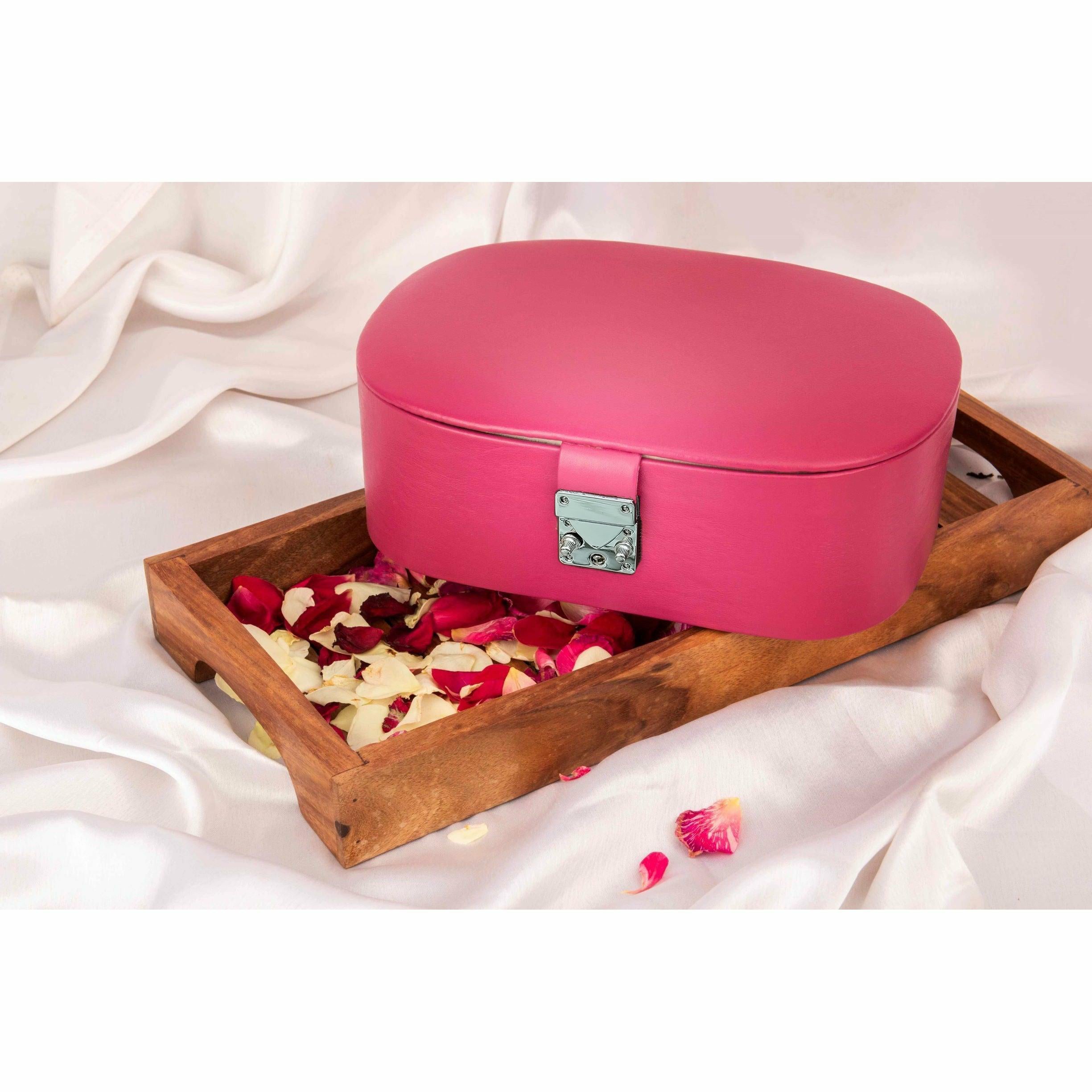 Jewellery Box III | Leather Jewellery Box | 100% Genuine Leather | Lifetime Service Warranty | Color: Pink