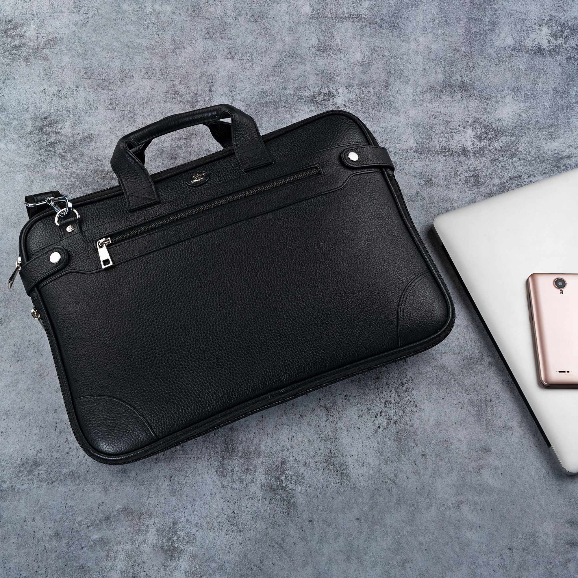 Office Folio Bag III |Leather Office Bag | Laptop bag for Men | Floater Black Leather Talks
