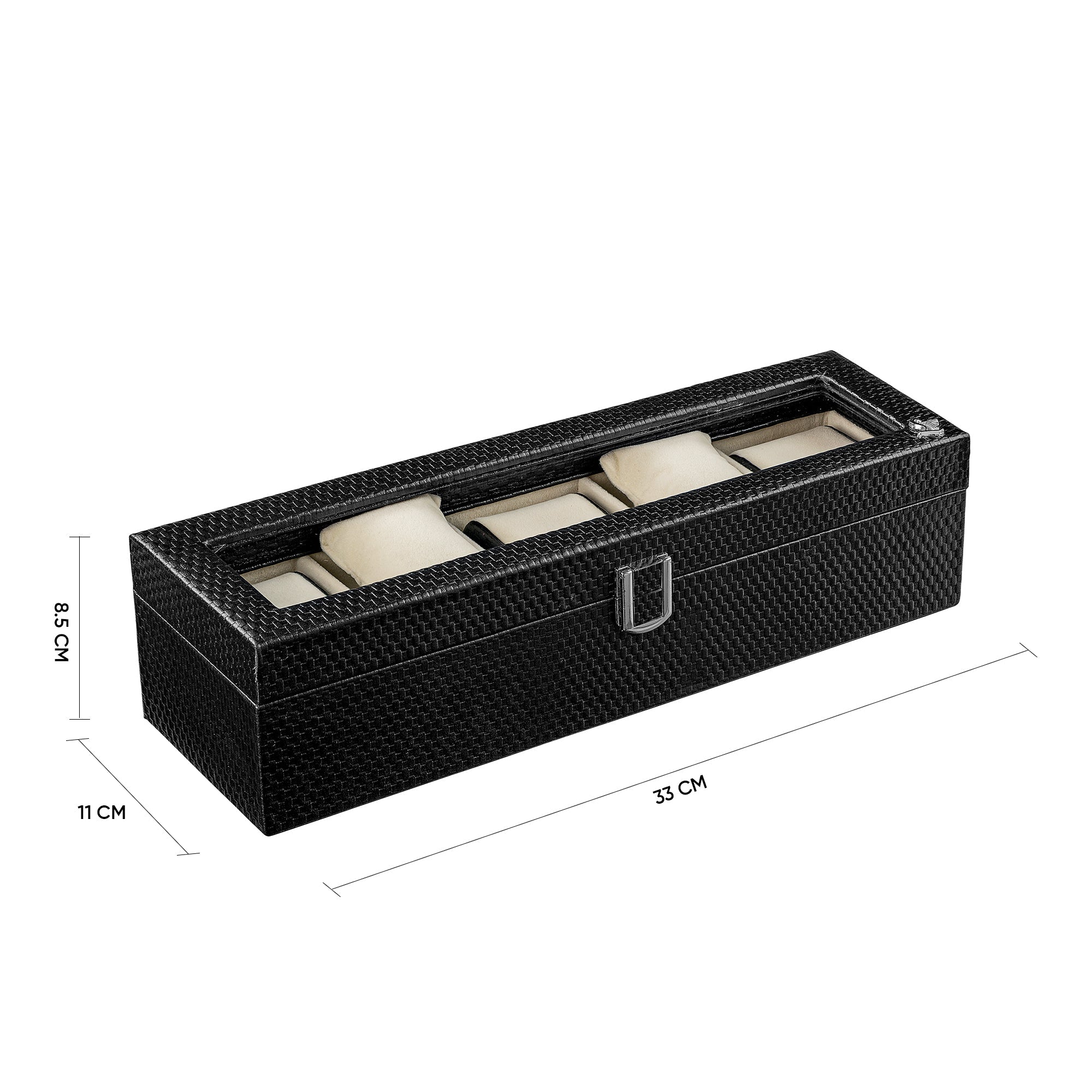 Premium Genuine Leather Watch Box for Men – Luxury 5-Slot Wristwatch Organizer with Push Lock
