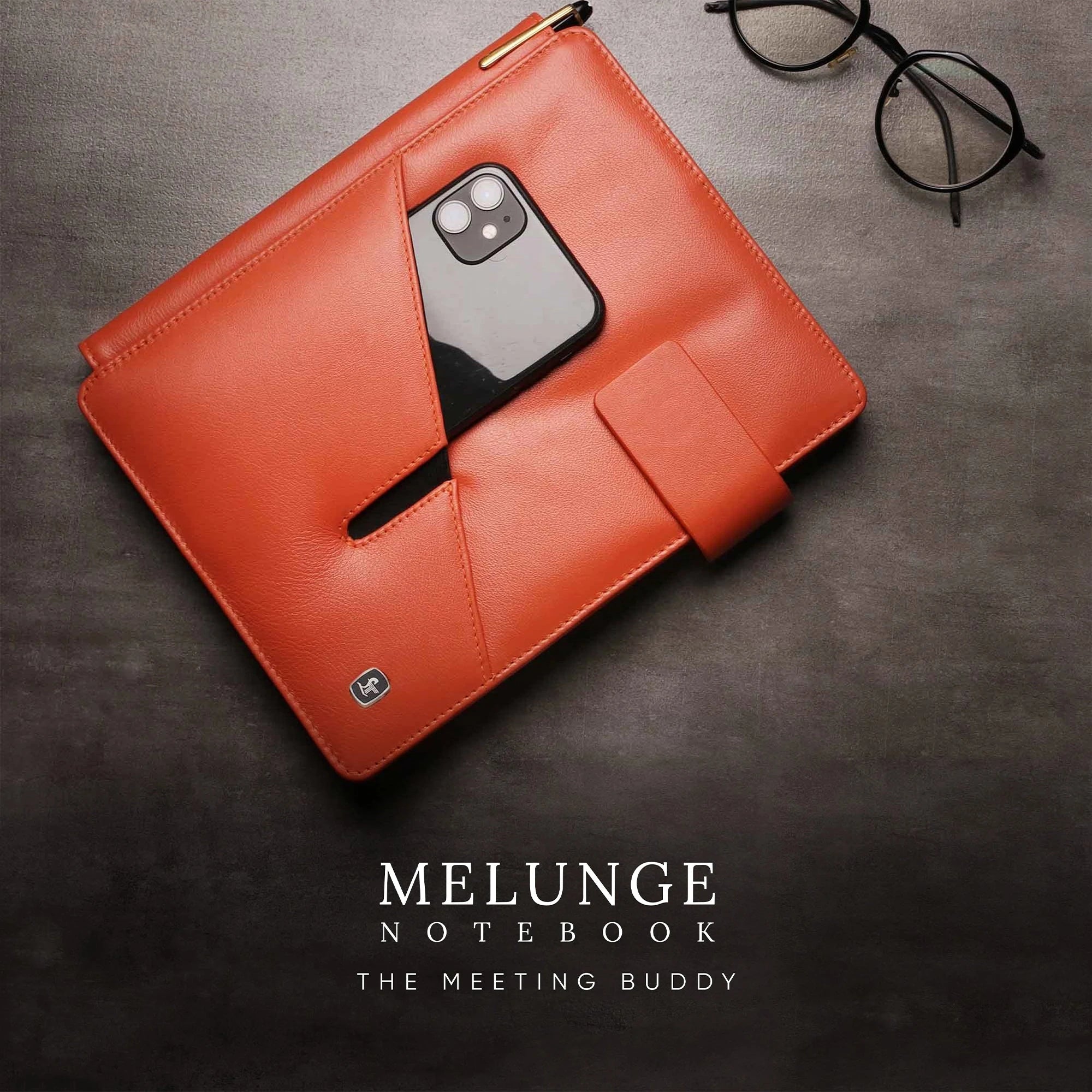Melunge Leather Diary For Men & Women | Genuine Leather Journal / Notebook | Color- Orange Leather Talks