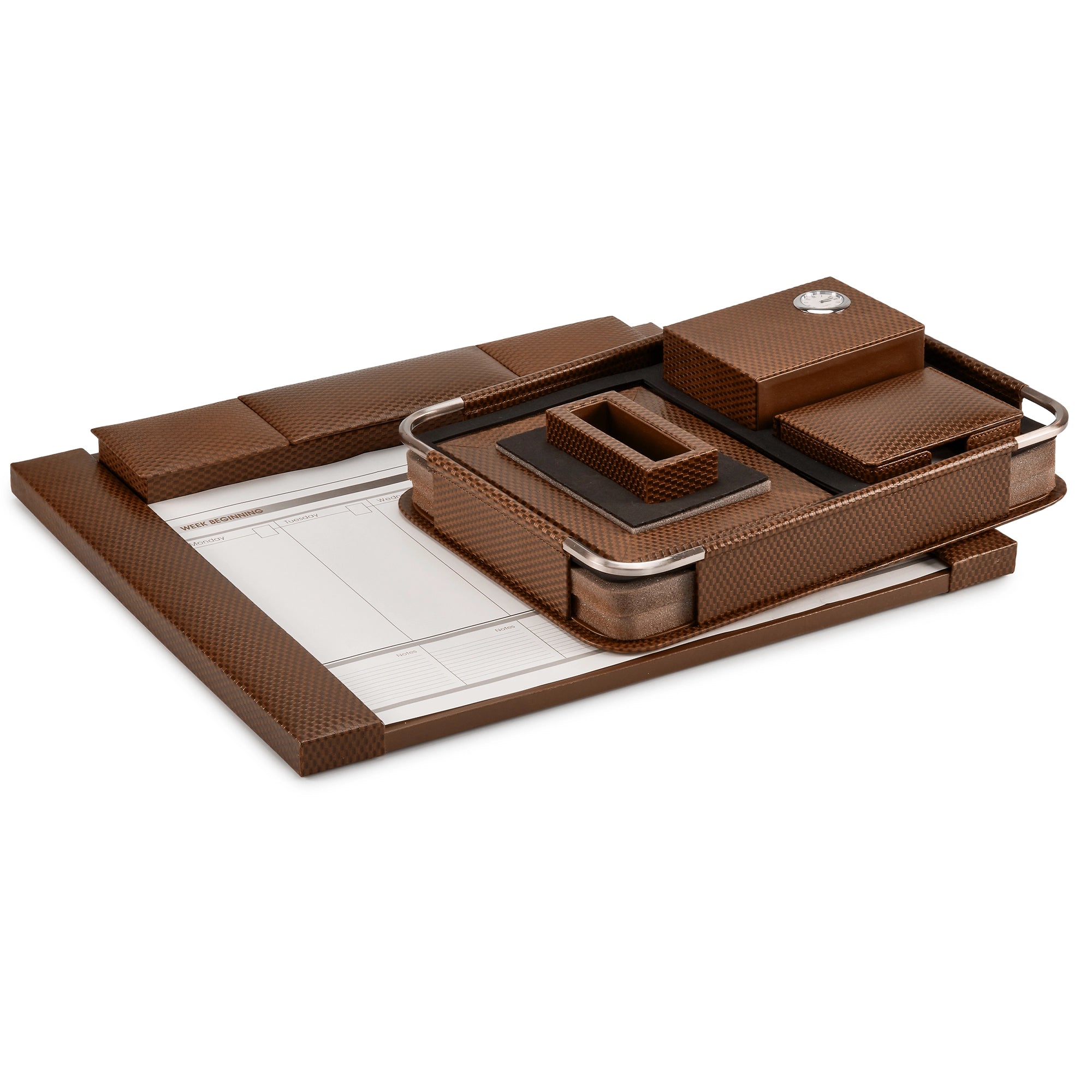 Desktop Planner Set I | Office Table Accessories| Color- Brick Brown Leather Talks