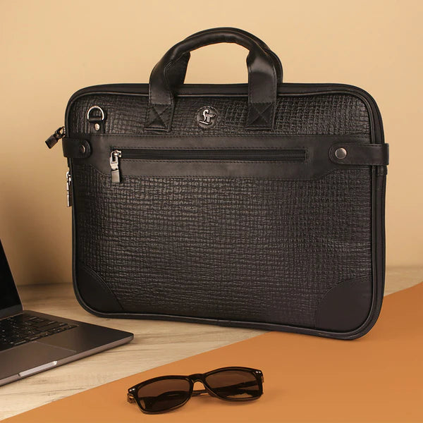 Office Folio Bag III | Leather Portfolio Bag | For Office Use | Colour - Black