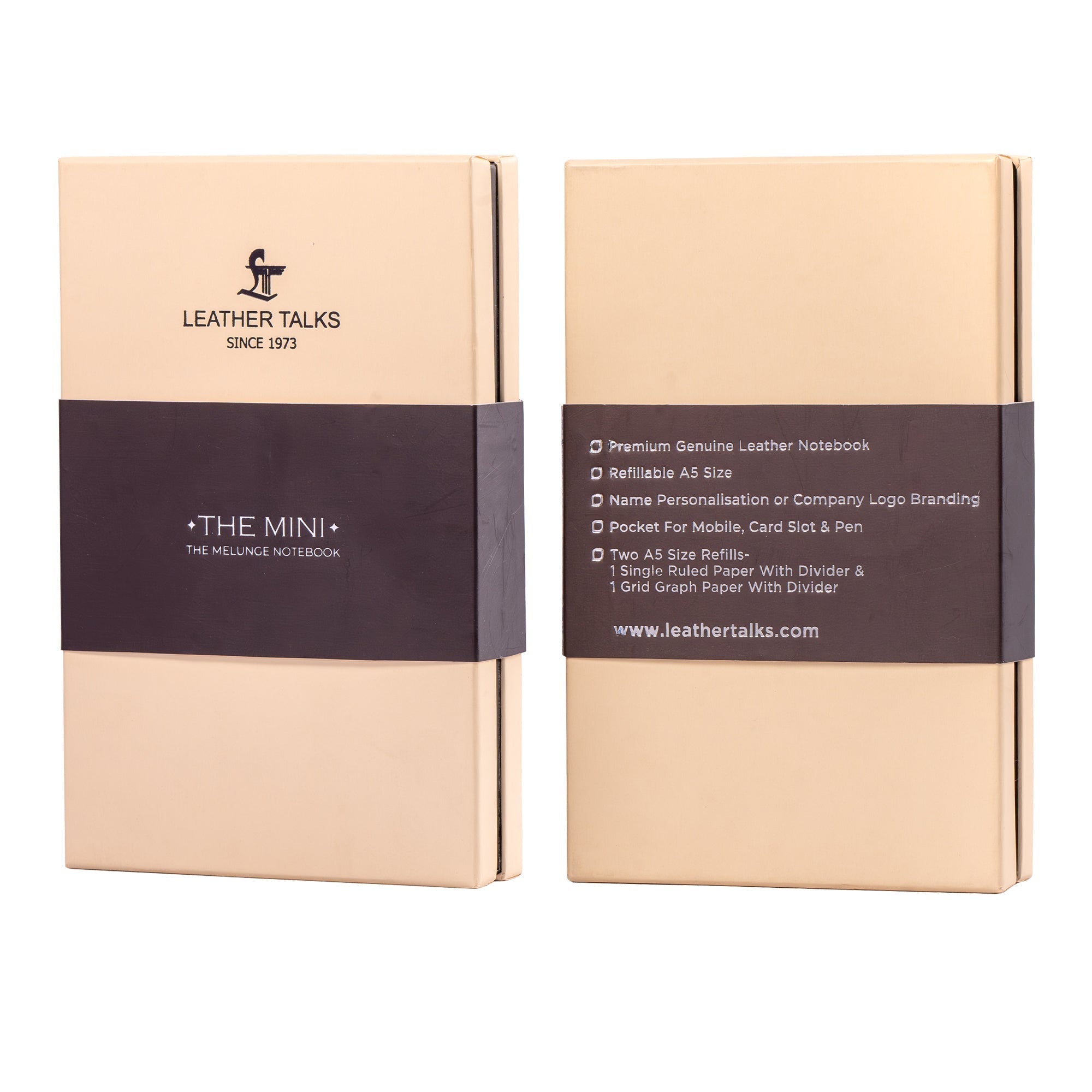 Corporate New Year Gift | The Mini Melunge Luxury Premium Leather Diary/Journal for Men & Women | Color: Tan Leather Talks