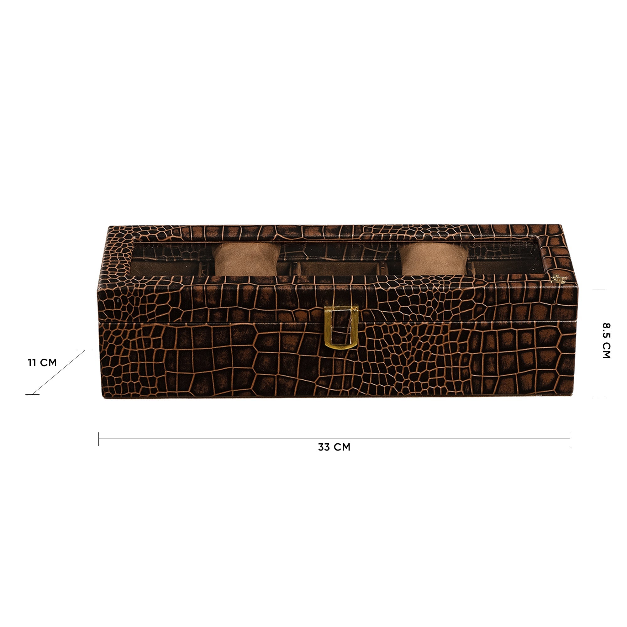 Bronx Watch Box (5 Watches) - Premium Genuine Leather Watch Box | Luxury Watch Organizer for Men | Color: Croco Brown Leather Talks