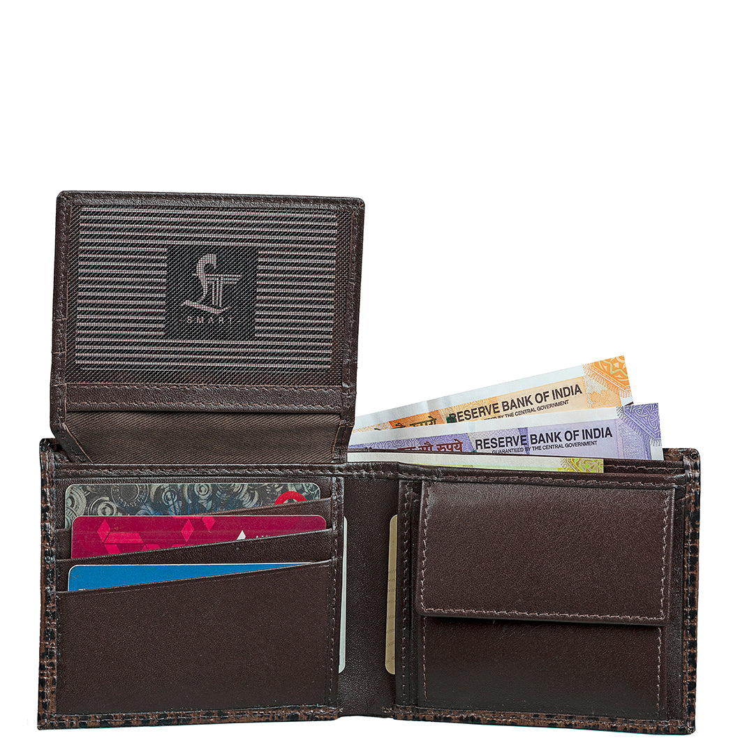Fab IV Men's Leather Wallet | Genuine Leather Wallet for Men | Color: Criss Cross Brown LeatherTalks