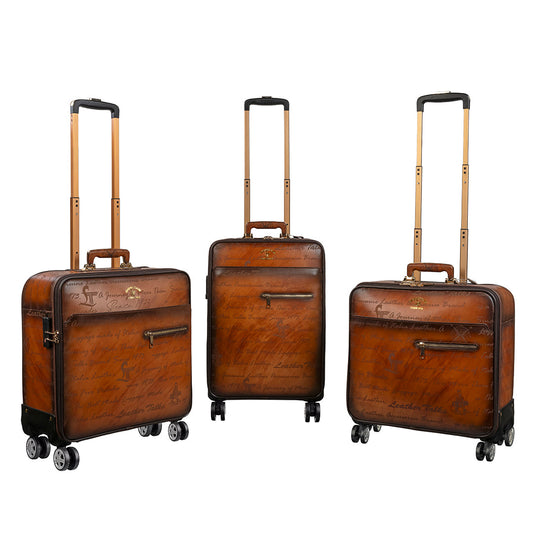 3 set Genuine Leather Trolley Bag for Travel