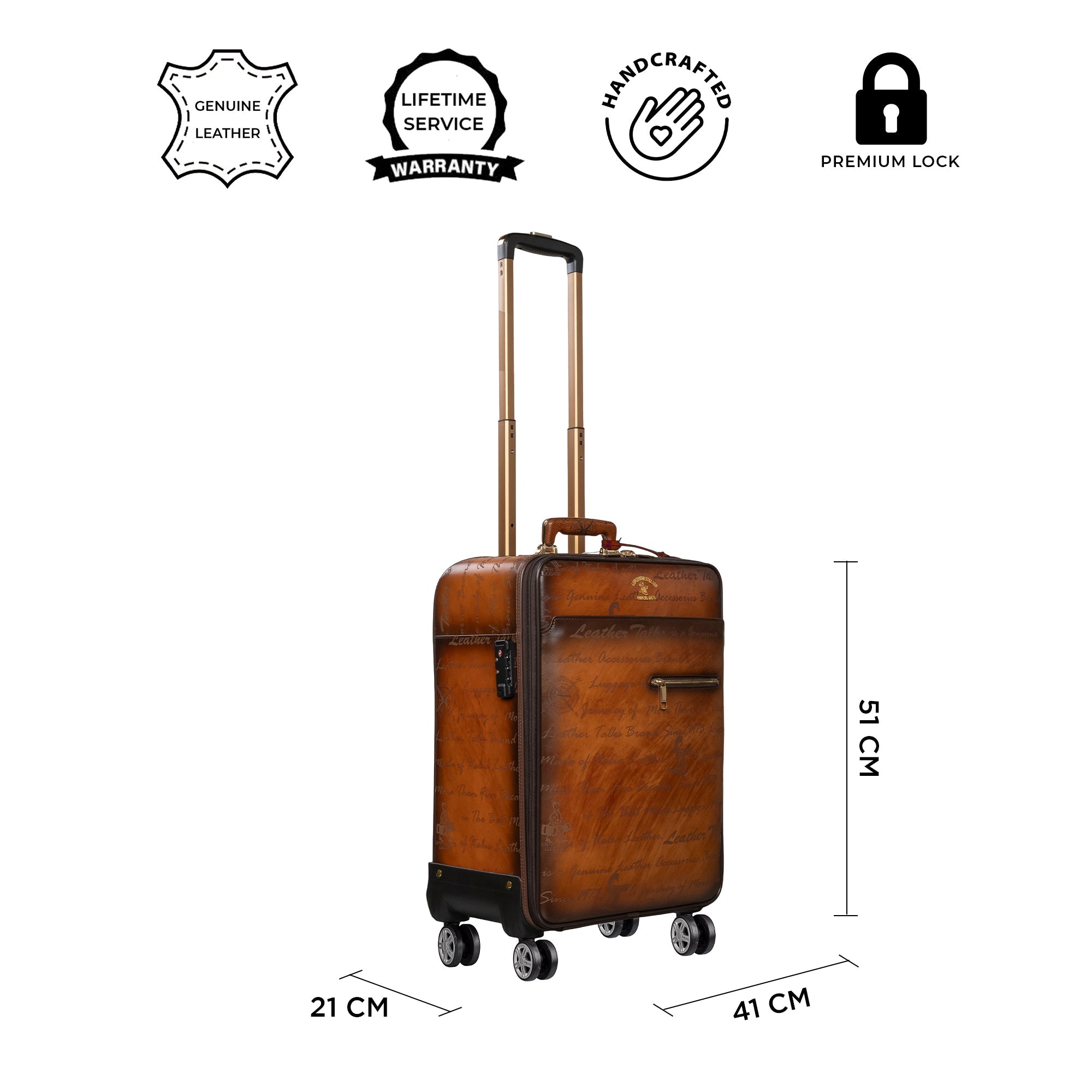Condorium Premium Genuine Leather Travel Trolley Bag
