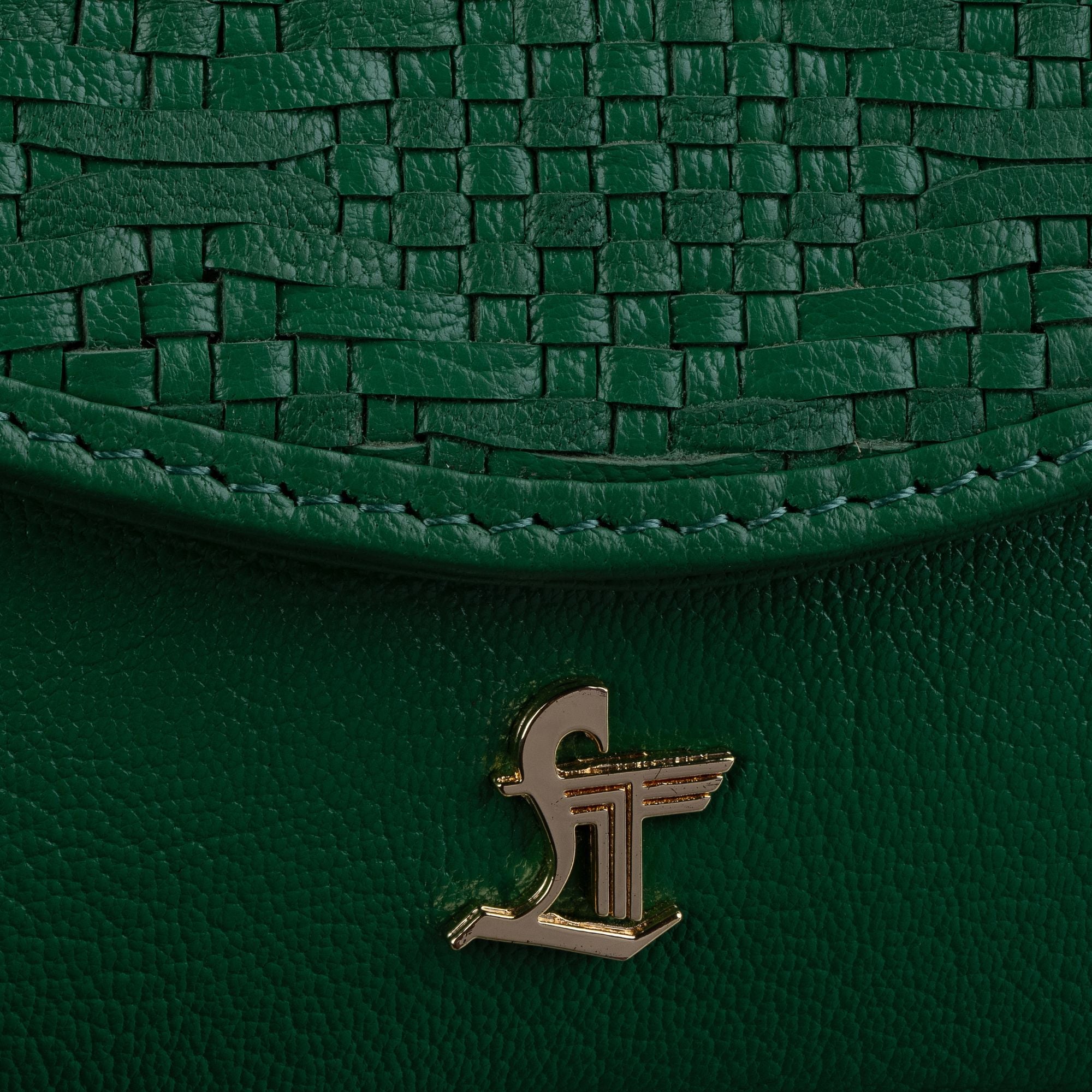 Lucia Genuine Leather Sling Bag for Women | Hand-Woven Crossbody Bag | Two Looks in One | Luxury Mini Shoulder Bag for Evening & Casual Wear | Color: Green Leather Talks