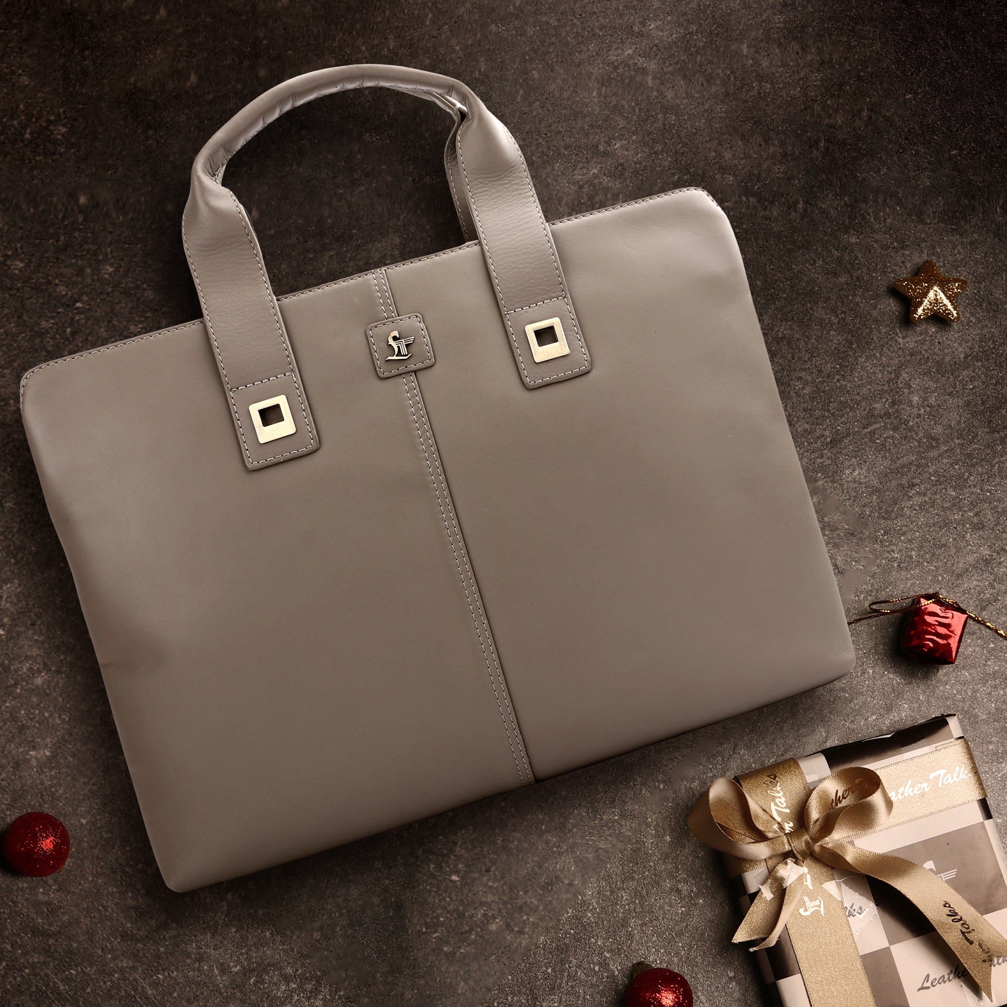 Ready to Ship Luxury Corporate Gift | Georgia Collection | Leather Laptop Bag | For Office Use | Colour - Beige Leather Talks