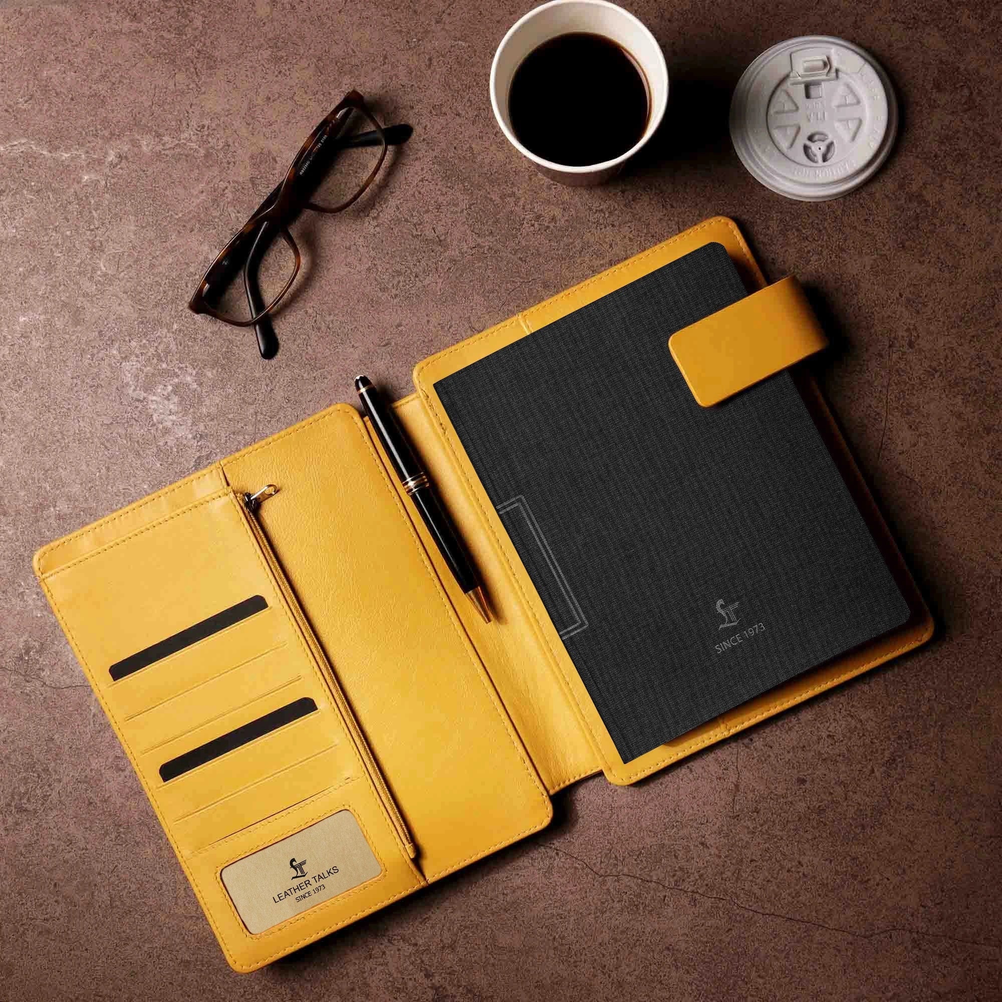 Melunge Leather Diary For Men & Women | Genuine Leather Journal / Notebook | Color - Yellow Leather Talks