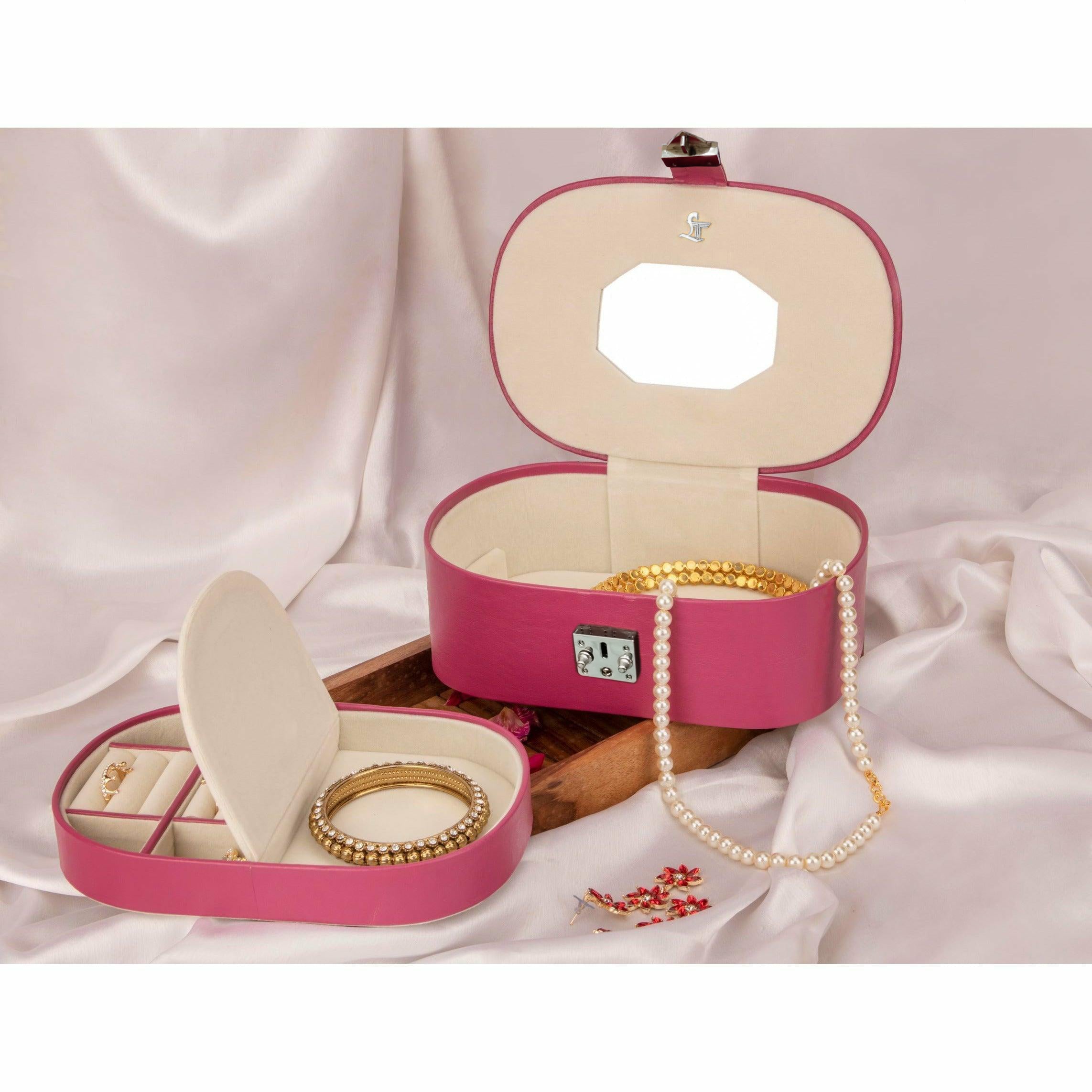 Jewellery Box III | Leather Jewellery Box | 100% Genuine Leather | Lifetime Service Warranty | Color: Pink