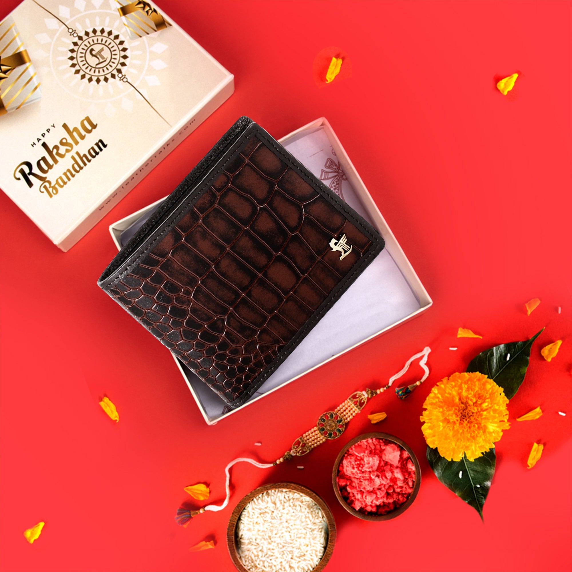 Marcello Bifold | Pure Leather Wallet for Men | 100% Genuine Croco Leather | Color: Brown & Black LeatherTalks