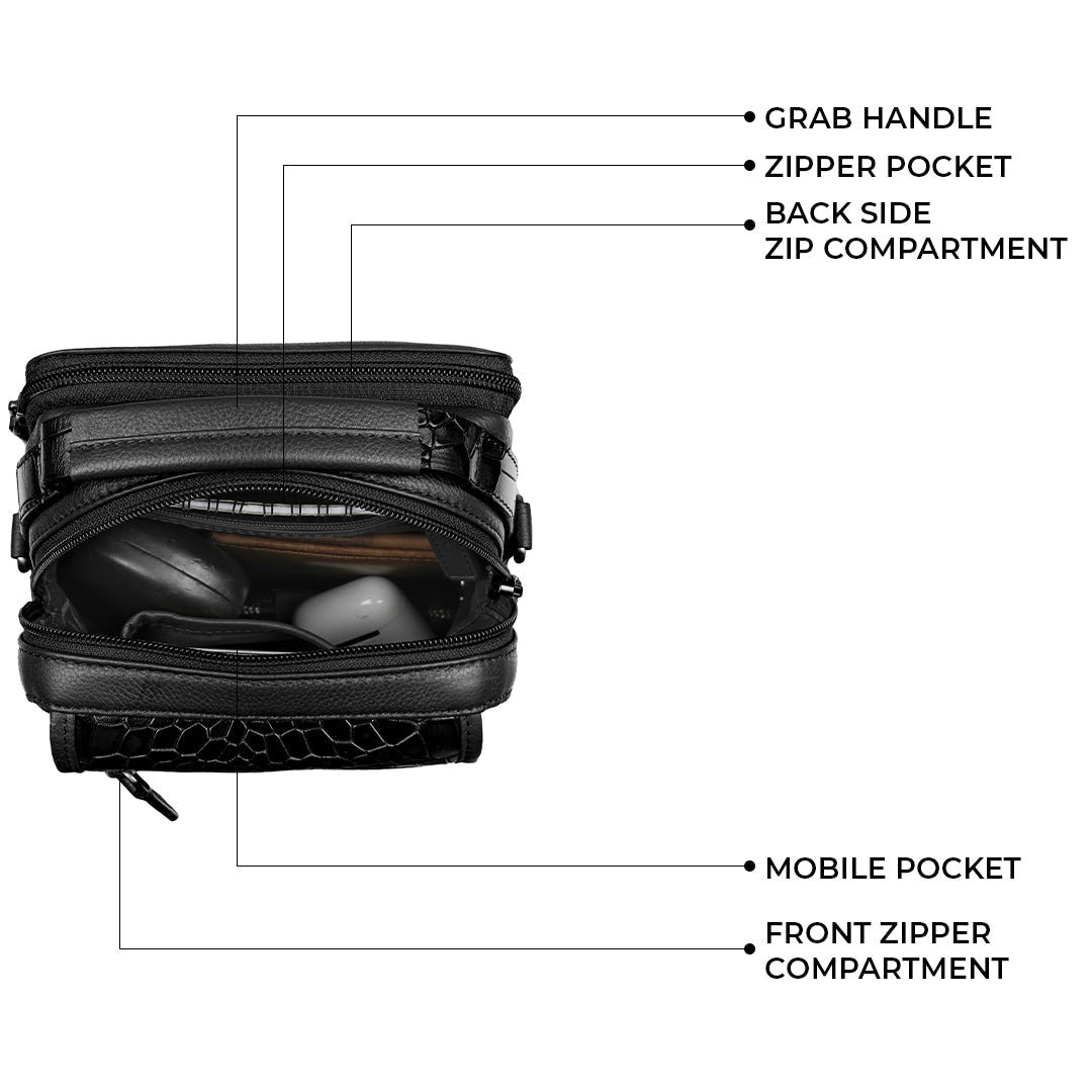 Men's Bag VIII | Leather Messenger Bag – Stylish, Durable, & Premium Laptop Bag for Work | Colour : Black Leather Talks