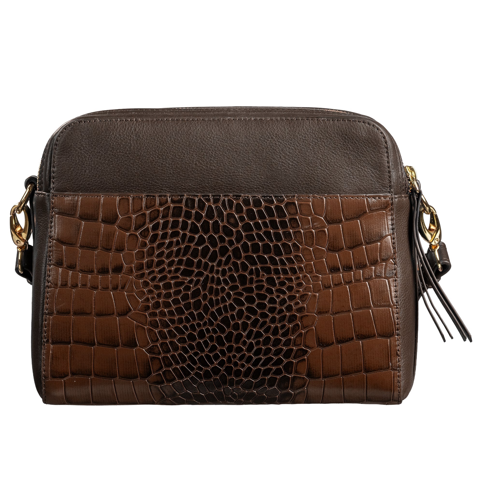 Clara Women’s Genuine Brown Leather Sling Bag | Rear View